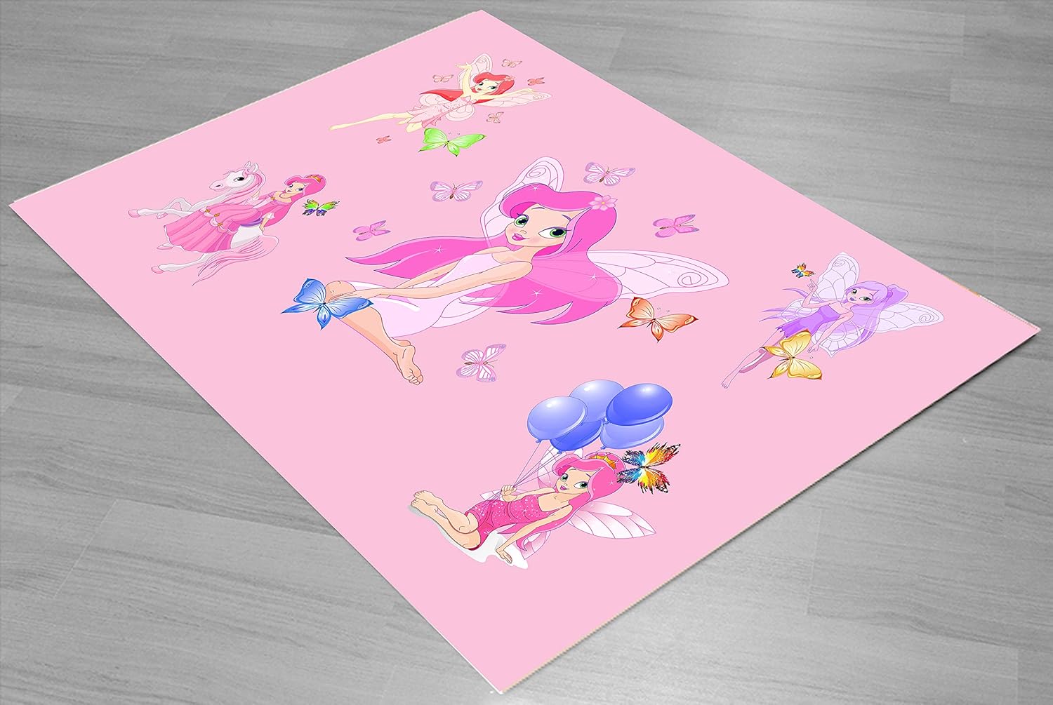 Else Pink White Fairy Girls Hearts Girl 3D Print Non Slip Microfiber Children Kids Room Decorative Area Rug Kids Mat
