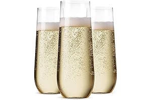 Munfix 48 Pack Stemless Plastic Champagne Flutes - Top-Rated Wine Glasses for Unmatched Sophistication