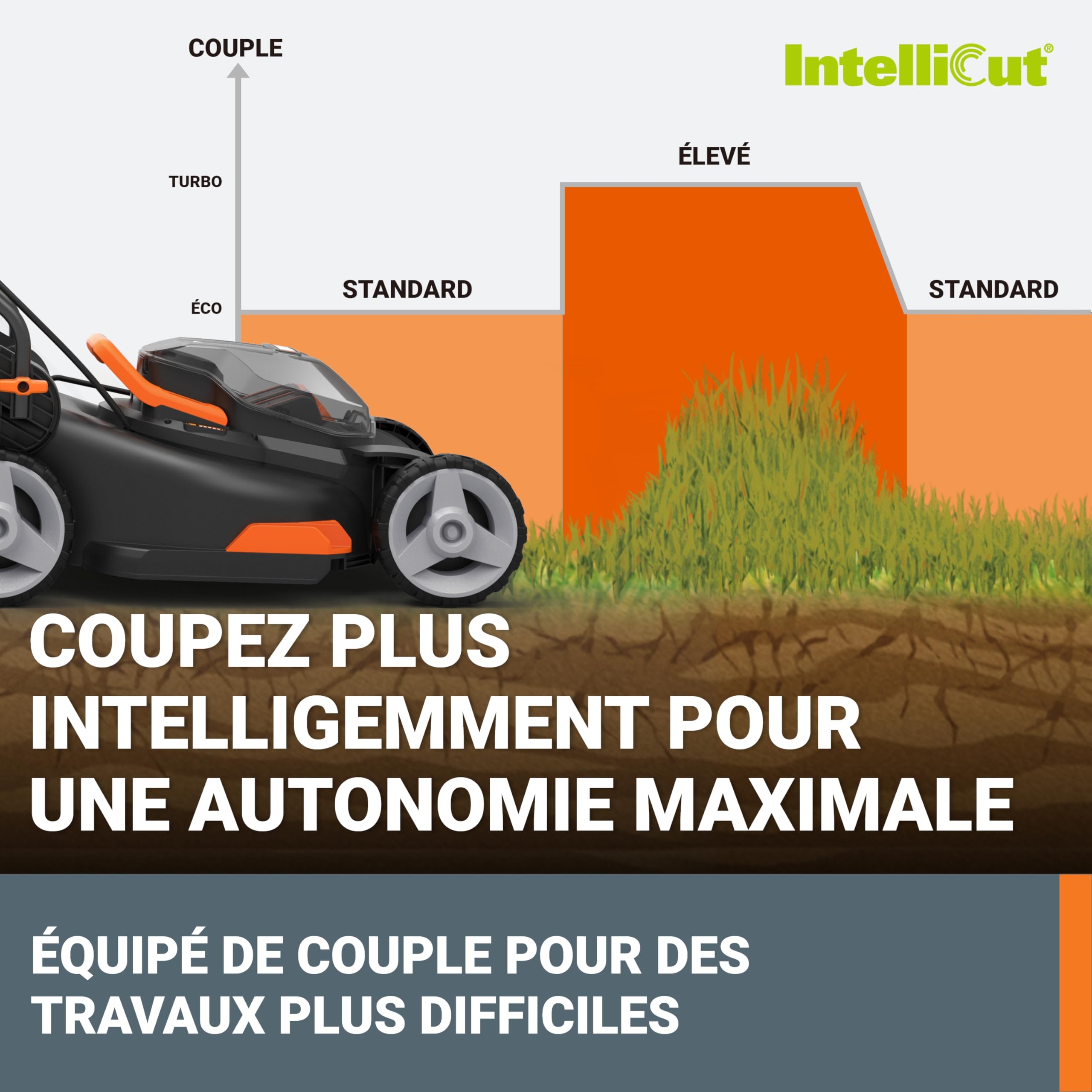 WORX Tondeuse à Gazon sans Fil 40V(2 x 20V) Max WG734E 40cm jusqu'à 500m²