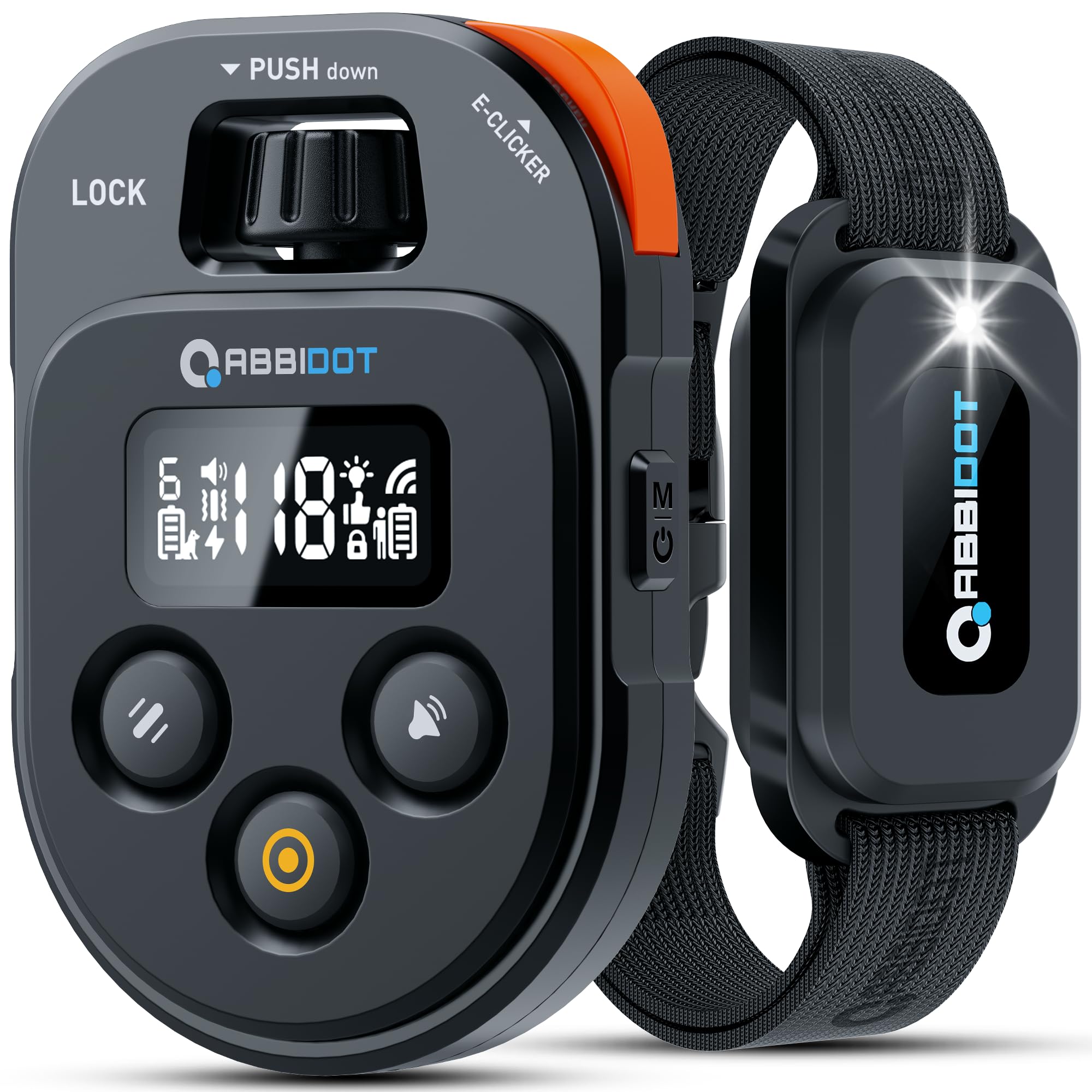 ABBIDOT Collier de Dressage pour Chien - Portée de 3.2 Km, 3 Veilleuses, 178 Niveaux avec 4 Modes, Clicker électrique, Collier électrique Rechargeable pour Petits et Grands Chiens (Noir, 1 Collier)