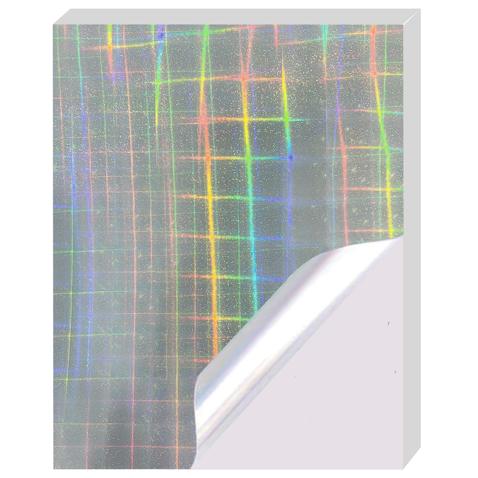 Starziwen 30 Sheets Holographic Sticker Paper for Inkjet&Laser Printer, Printable Vinyl Sticker Paper Waterproof Self-Adhesive, A4 Size (Grid)
