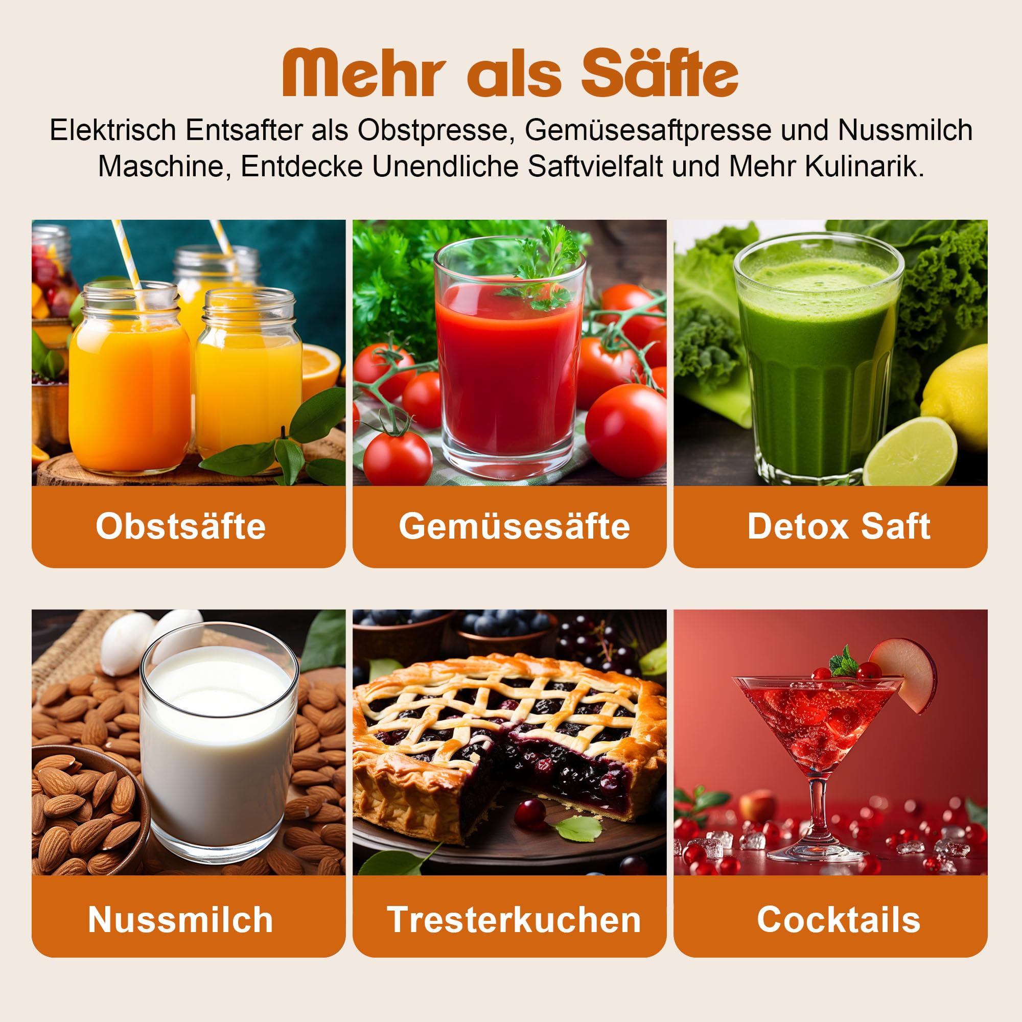 Fretta Entsafter Slow Juicer Testsieger, Entsafter Gemüse und Obst Grün | Einfache Montage & Reinigung，BPA-frei,135MM Öffnung，Ganze Früchte，Leiser，Umkehrfunktion,Hohe Saftausbeute,Leistungsstarke