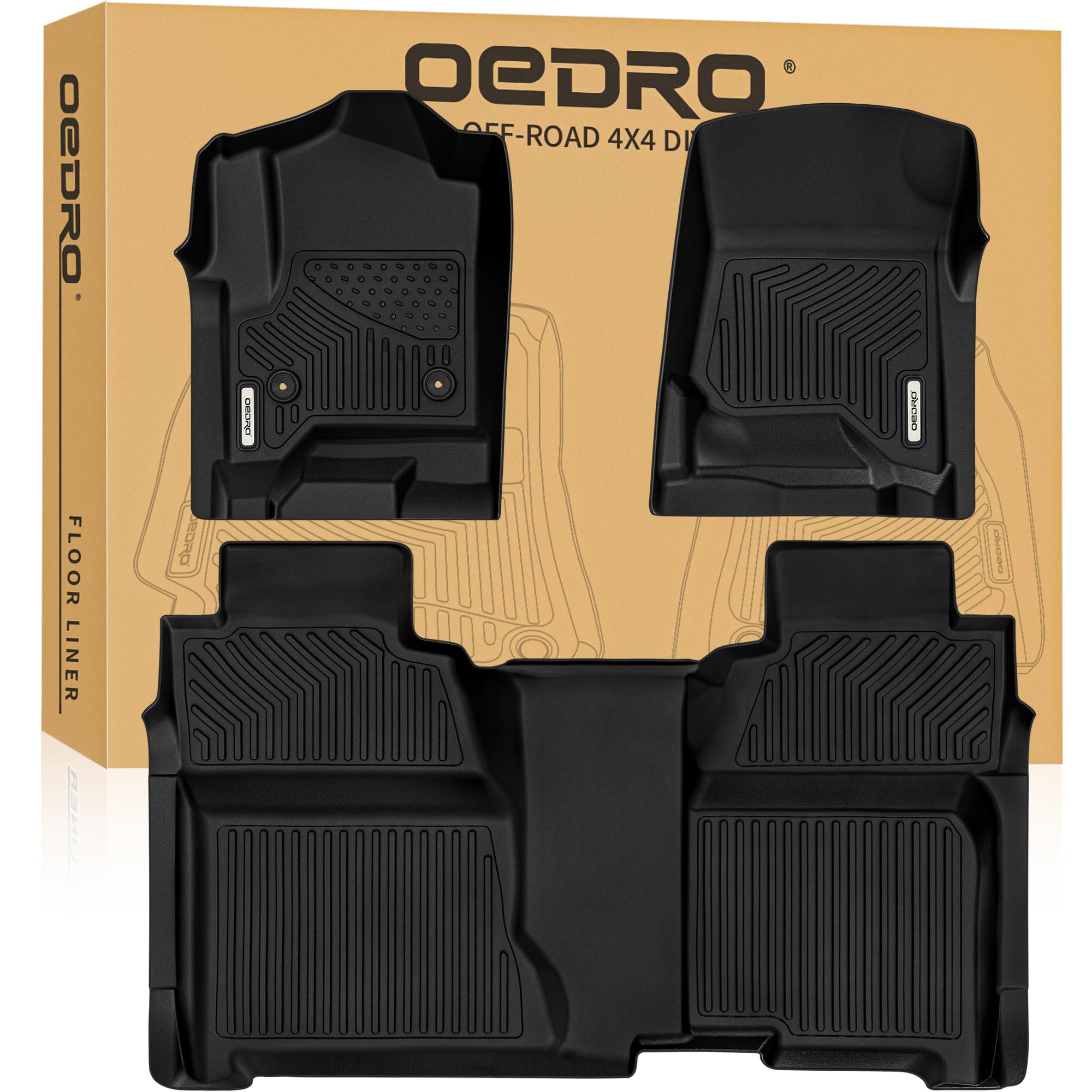 OEDRO Floor Mats Fits for 2014-2018 Chevy Silverado GMC Sierra 1500 Crew Cab 2015-2019 Silverado Sierra 2500 HD