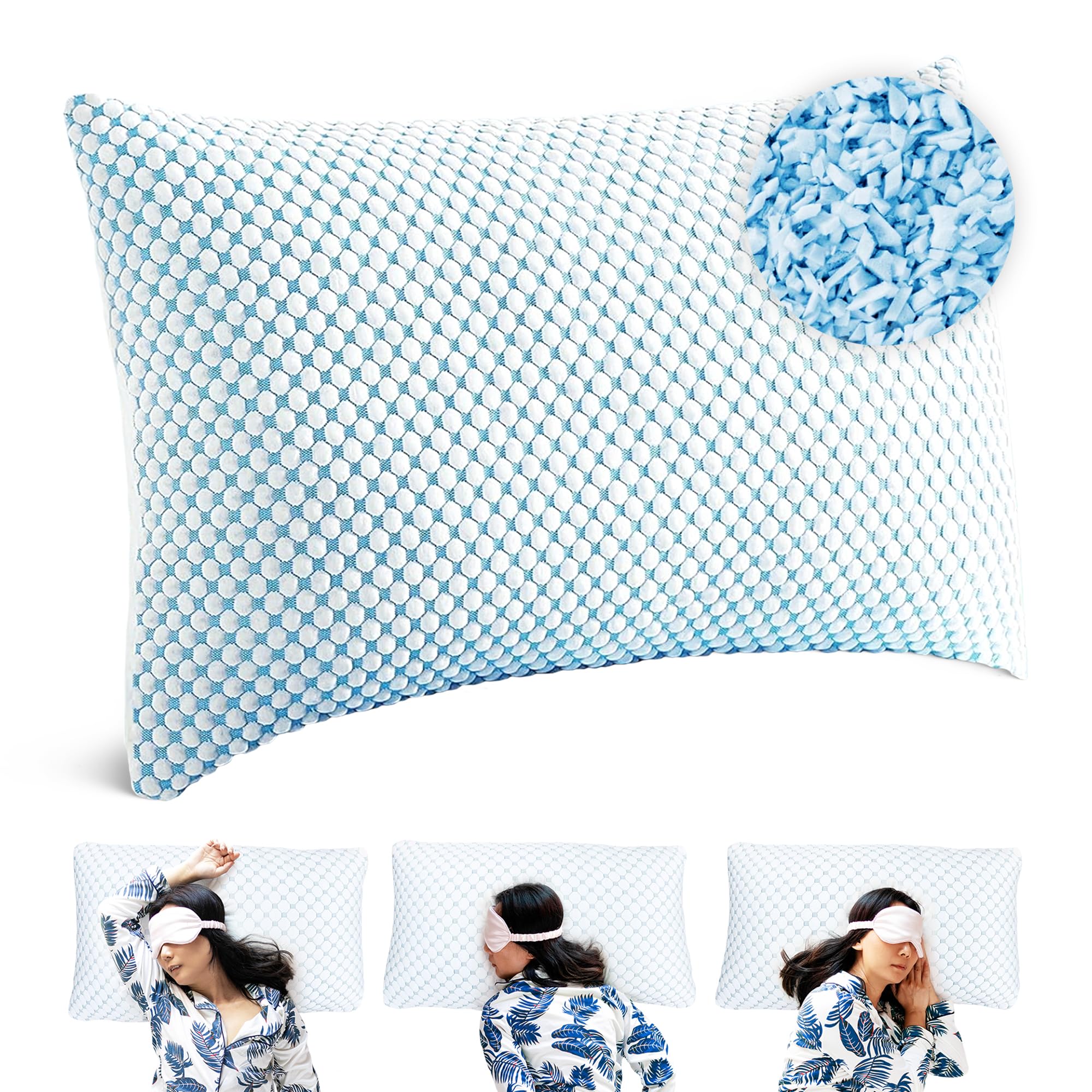 MKS Memory Foam Kopfkissen – Ergonomisches Gelkissen für Seitenschläfer und Rückenschläfer – Atmungsaktives Kopfkissen mit abnehmbarem Bezug – Weiches Wolkenkissen für Erwachsene