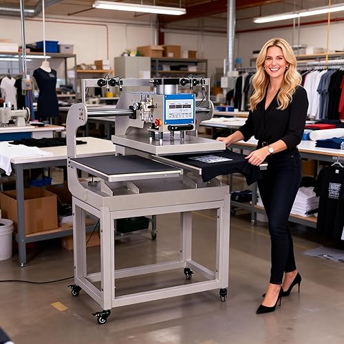 Miniatura 9 de Prensa térmica de doble platina deslizante neumática de 16 x 24 pulgadas con posicionamiento infrarrojo ajustable y función de deslizamiento hacia