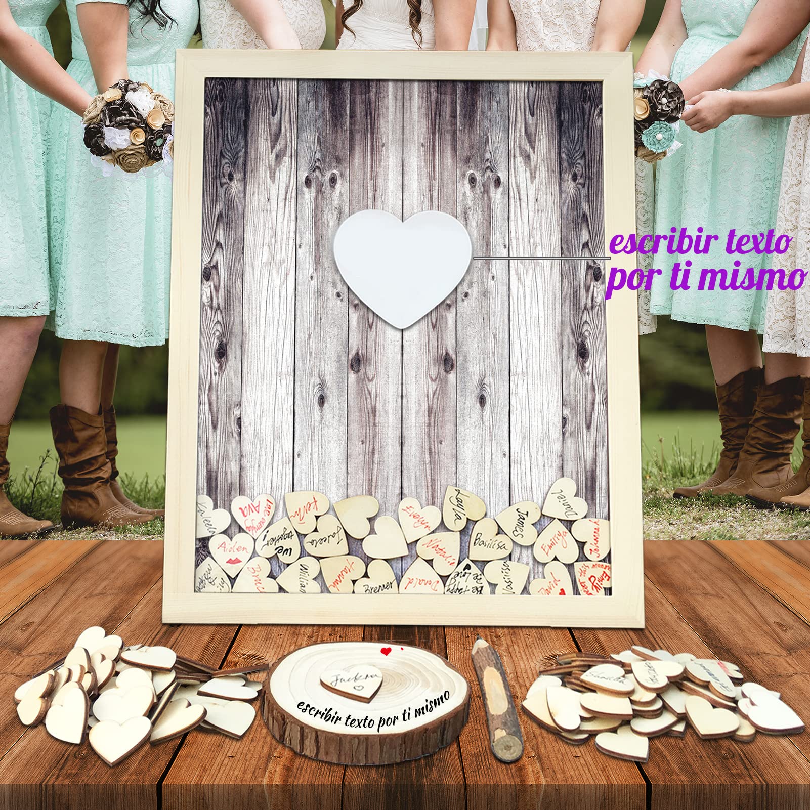 Libro de visitas de Boda Alternativa para la recepción de Bodas País rústico por Favor regístrese Libro de visitas 120 Piezas Regalos de Bautismo de Corazones