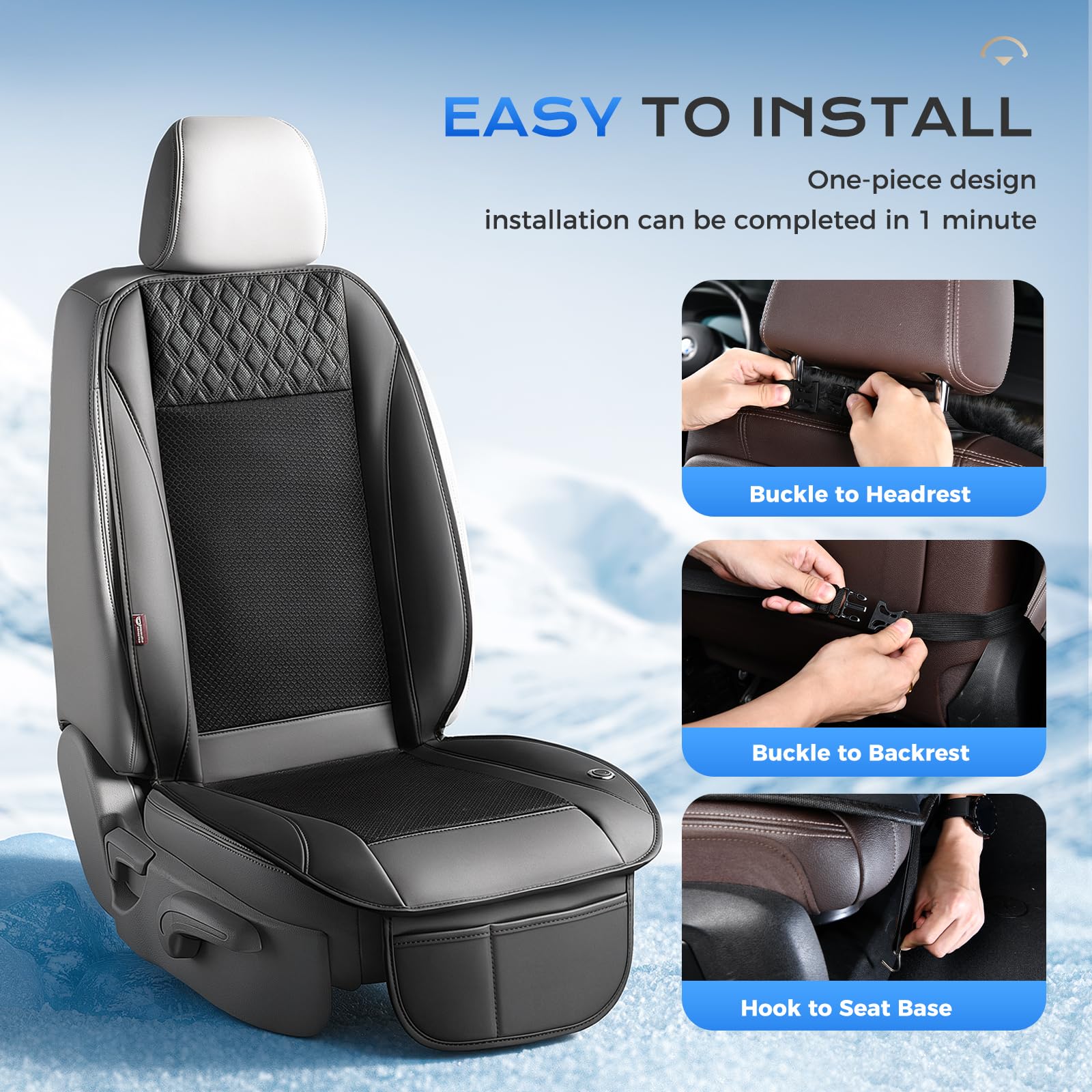 Coverado Estate Auto Coprisedili con Potente Ventilatori, 3 Velocità Regolabile Coprisedile Auto Ventilato Universal Fit per limousine,LKW, SUV, VAN
