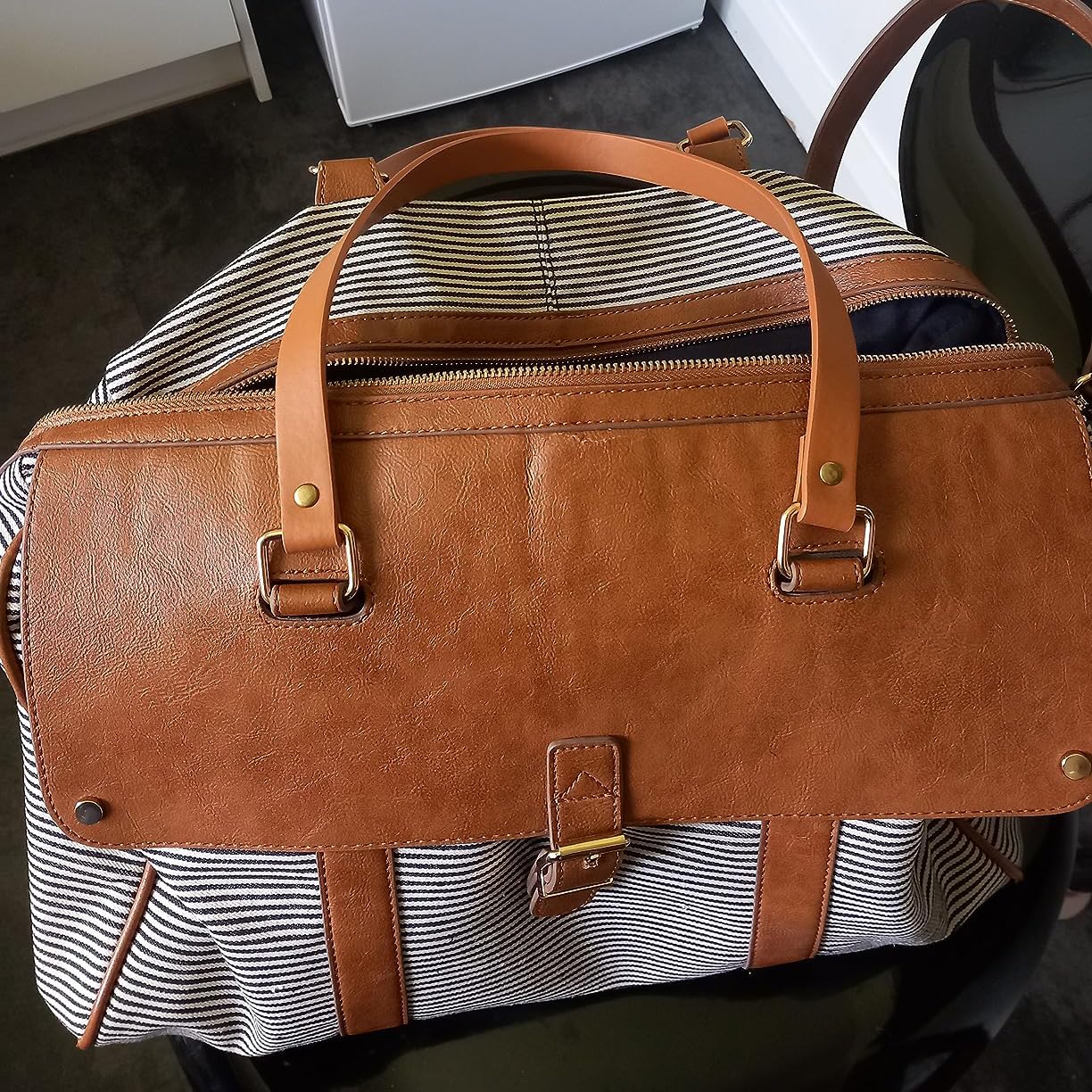 POFET - Juego de 2 Asas de Bolsa de Asas de Cuero sintético sólido para la fabricación de Bolsos de Mano, para Coser (60 cm), Color marrón