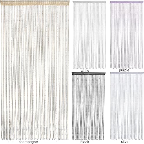 Miniatura 6 de Cortinas de cadena con cuentas plateadas para puertas de 36 x 77 pulgadas, cortina de cuentas con borlas de cristal para colgar en la puerta,