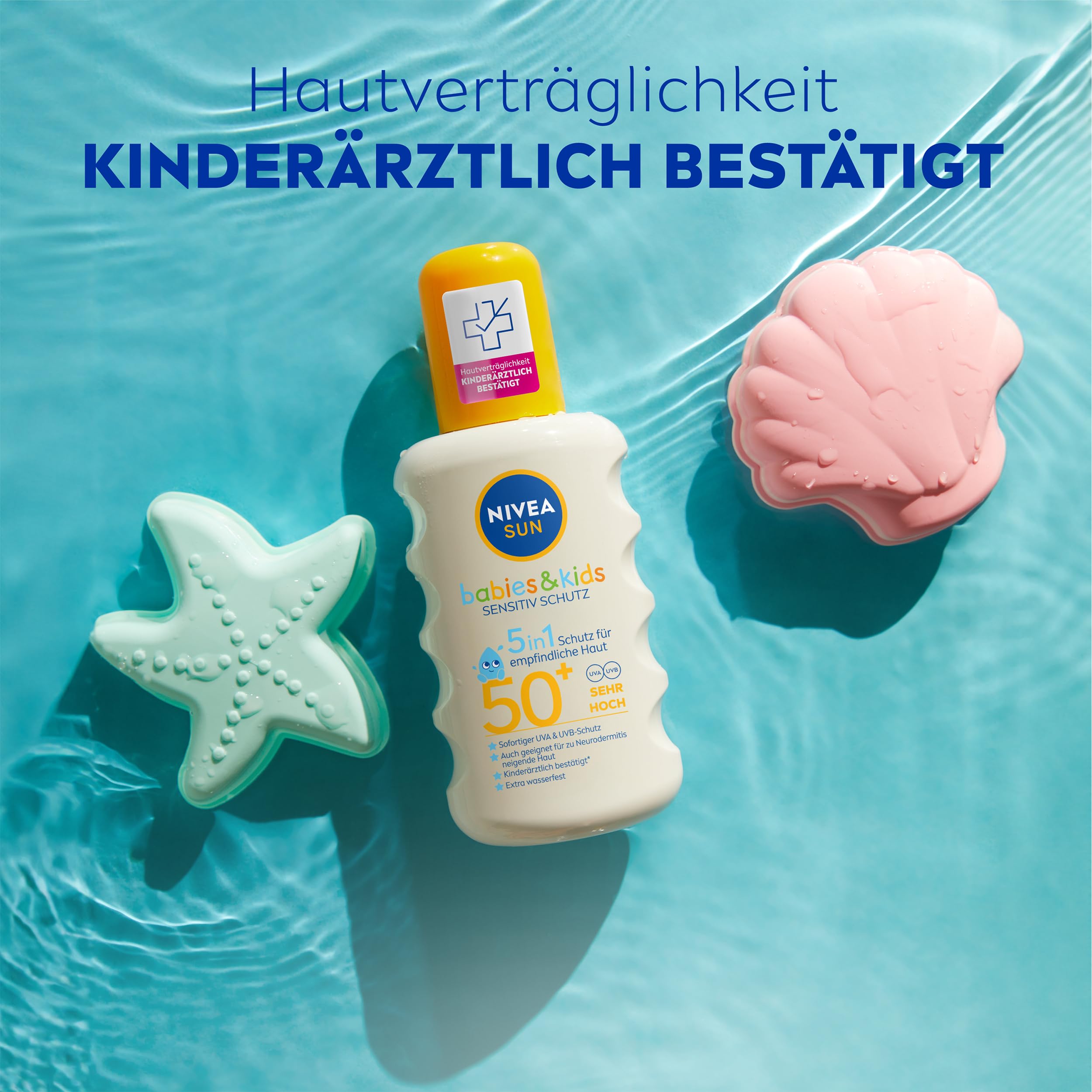 NIVEA SUN Babies & Kids Sensitiv Schutz 5in1 Sonnenspray LSF 50+, extra wasserfestes Sonnencreme... Ansicht 4