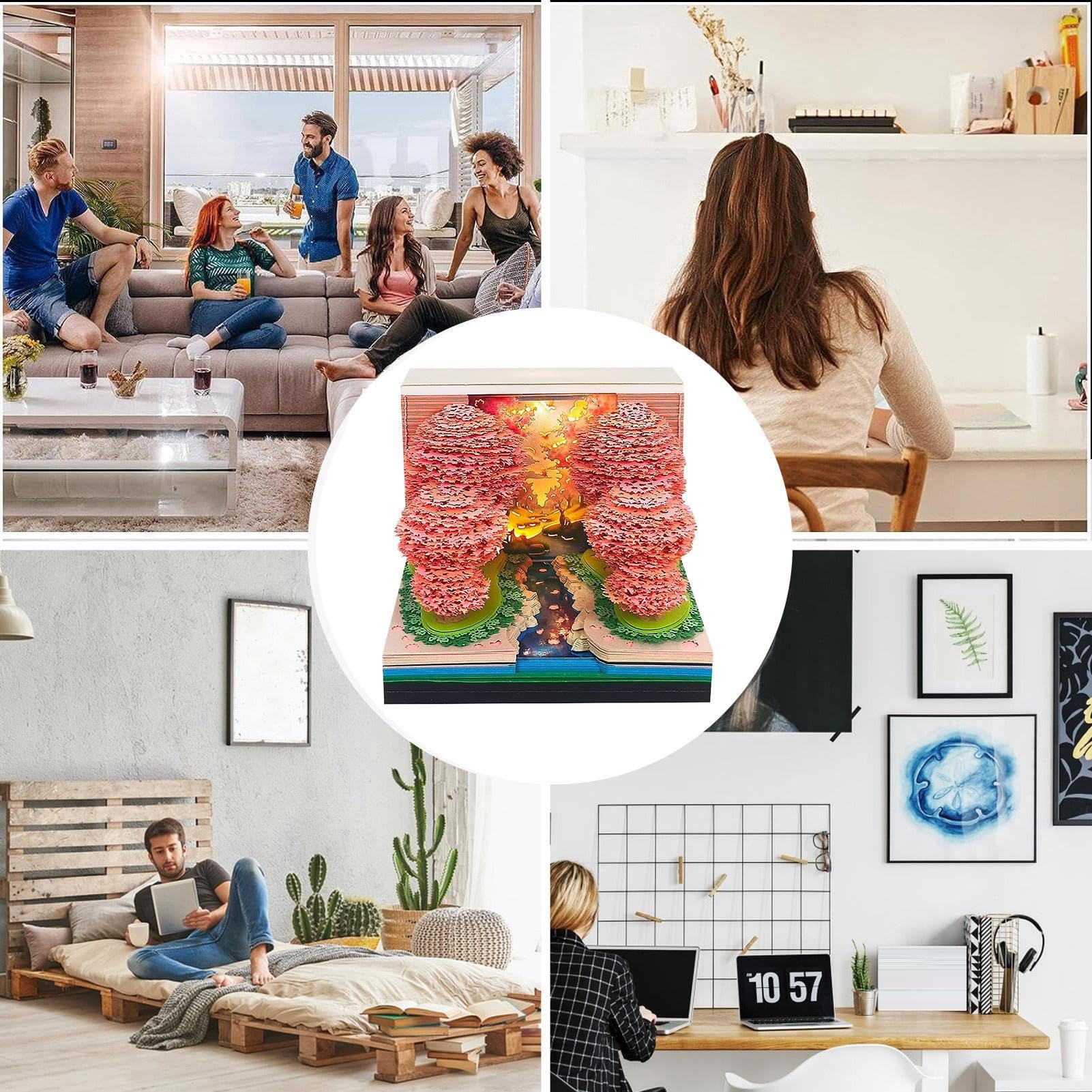 3D-Kalender zum Abreißen, ABS, Papier, 8,5 x 8,5 x 6,2 cm, dekorativer Zeitplaner, kreativer Tagesplaner für Büro, Arbeitszimmer und Wohnkultur