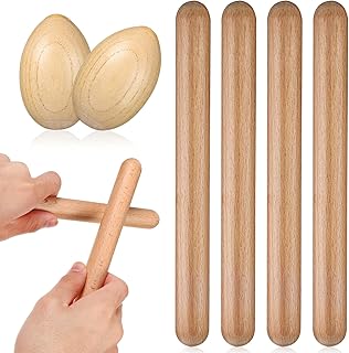 4-Piece Wooden Musical Instruments Set for Children - Rattle Eggs and Tonewoods Perfect for Rhythm Play and Musical Early Education, Ideal for Toddlers from 1 Year