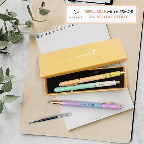 Miniatura 6 de MESMOS Juego de 3 bolígrafos de tinta de gel de punta fina de 0.028 in, juego de bolígrafos elegantes para mujeres, regalos inspiradores para