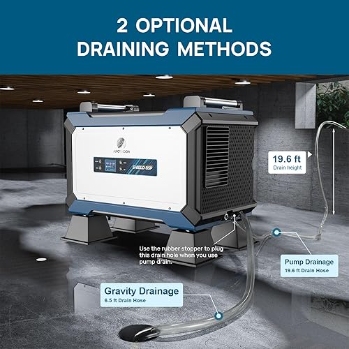 Miniatura 4 de ARGENDON Deshumidificador comercial de 180 pintas con bomba para espacio de arrastre, unidad de daños por agua de la industria para un gran espacio