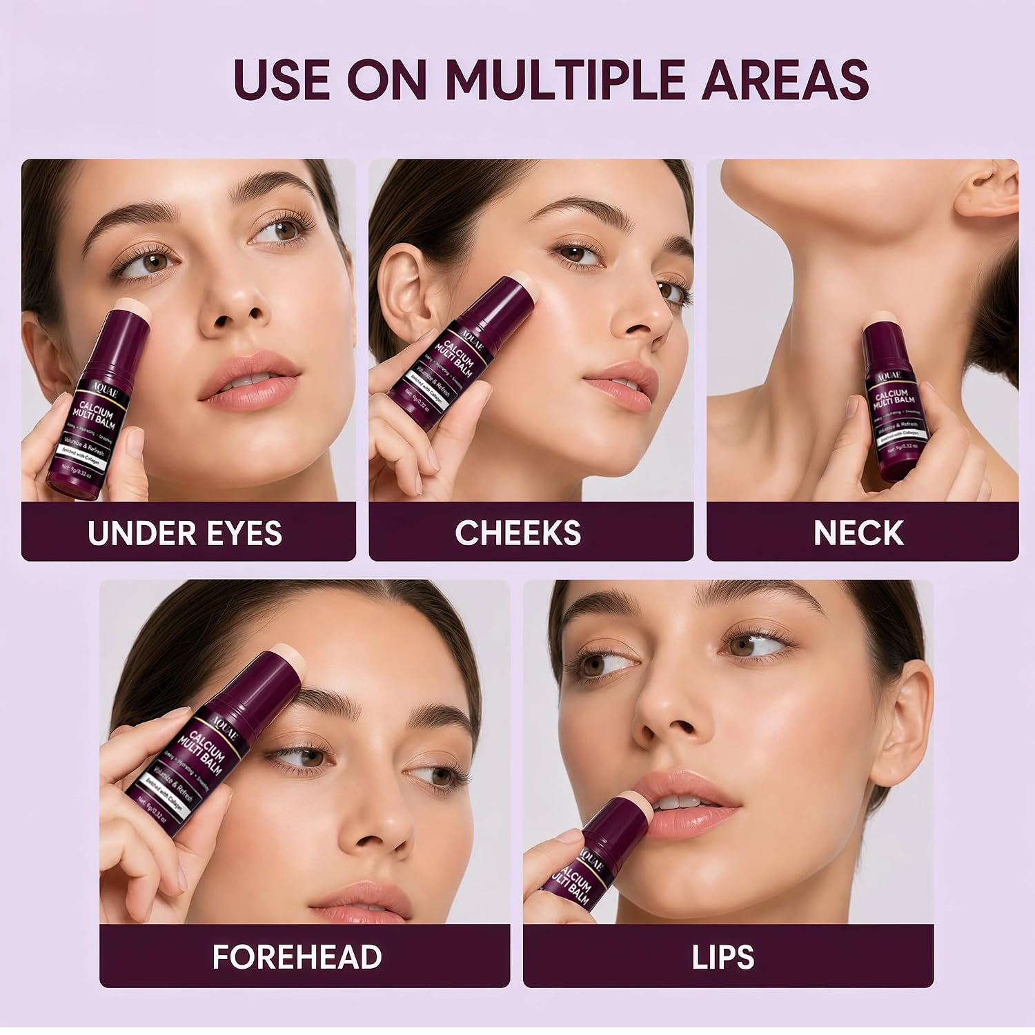Aquae Calcium Multi Balm Stick for Face, Eyes, Lips & Neck – Moisturizing Collagen Balm Stick with Vitamin D & Shea Butter – Hydrating Skin Care Stick for Dryness & Smooth Look, All Skin Types