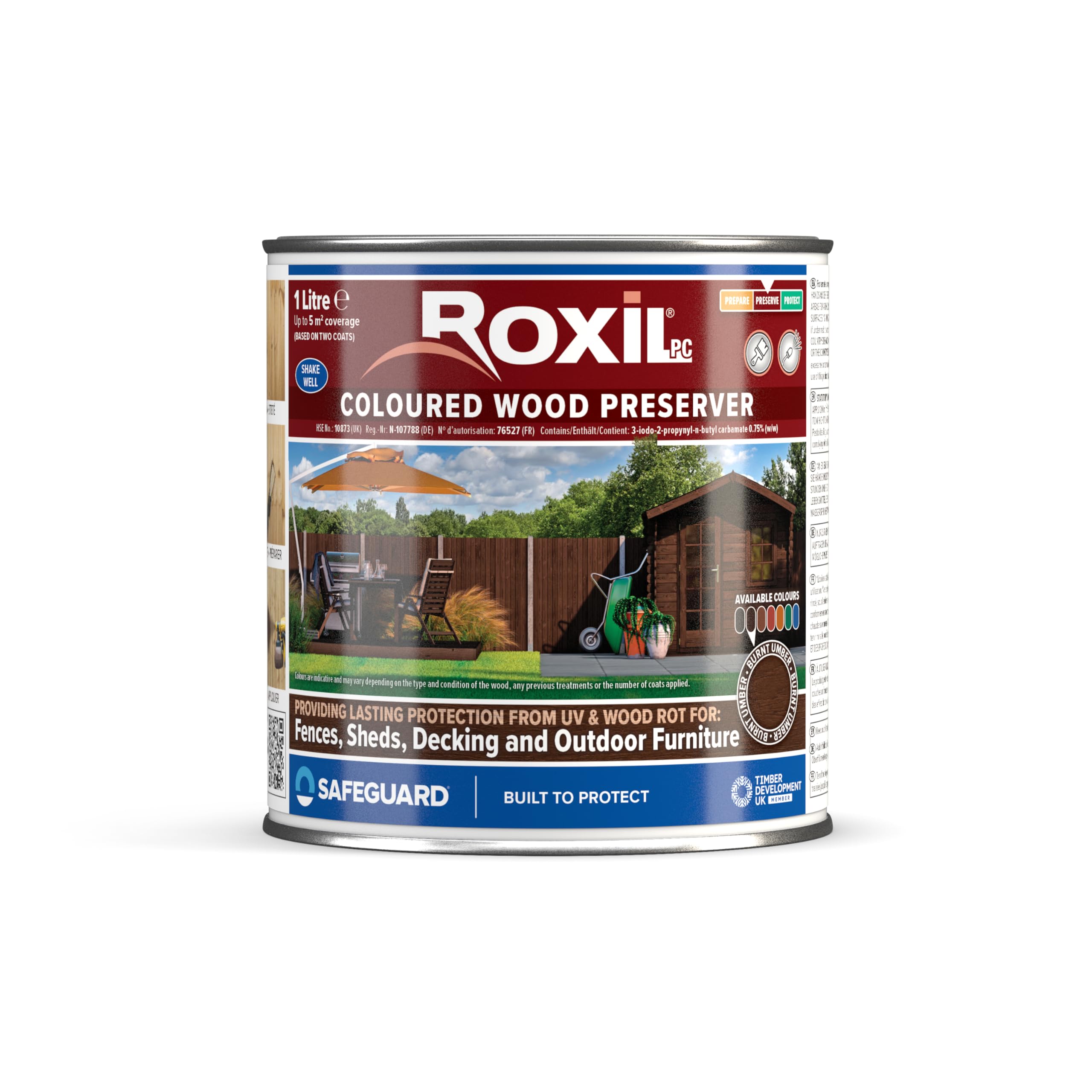 B&Q -  Wood Stain Preserver (1L Burnt Umber)5 Year Protection For Indoor & Outdoor DeckingFenceShedFurniture.5 M Coverage