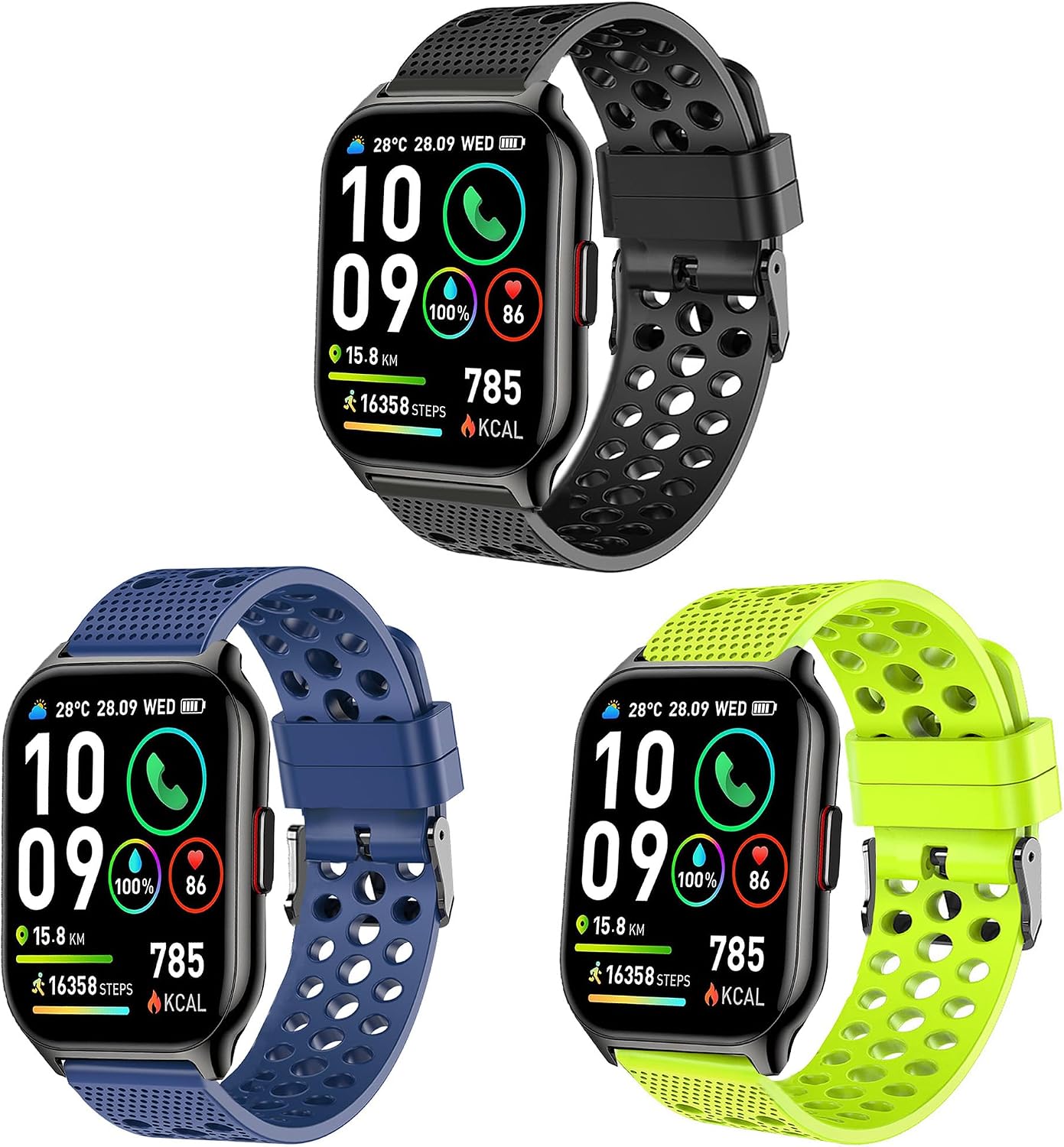 Lamshaw Compatible for SKG GT5 Smart Watch Bands, Silicone Replacement Wristbands Sport Strap with Metal Buckle Compatible with SKG V7-2 1.95", GT5 Smart Watch