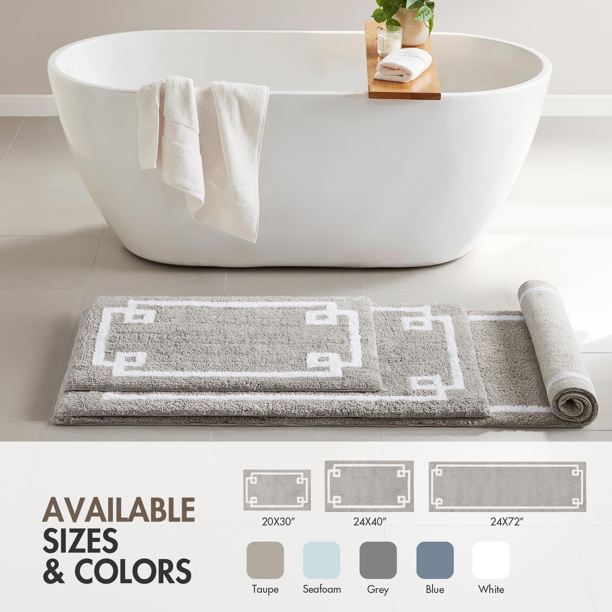 Madison Park Evan Alfombra de baño 100% algodón de Pelo Medio, Ultra Suave, Absorbente de Agua, Secado rápido, Lavable, lujosas alfombras de Color sólido para bañera, Ducha y baño, 24 x 40, Gris