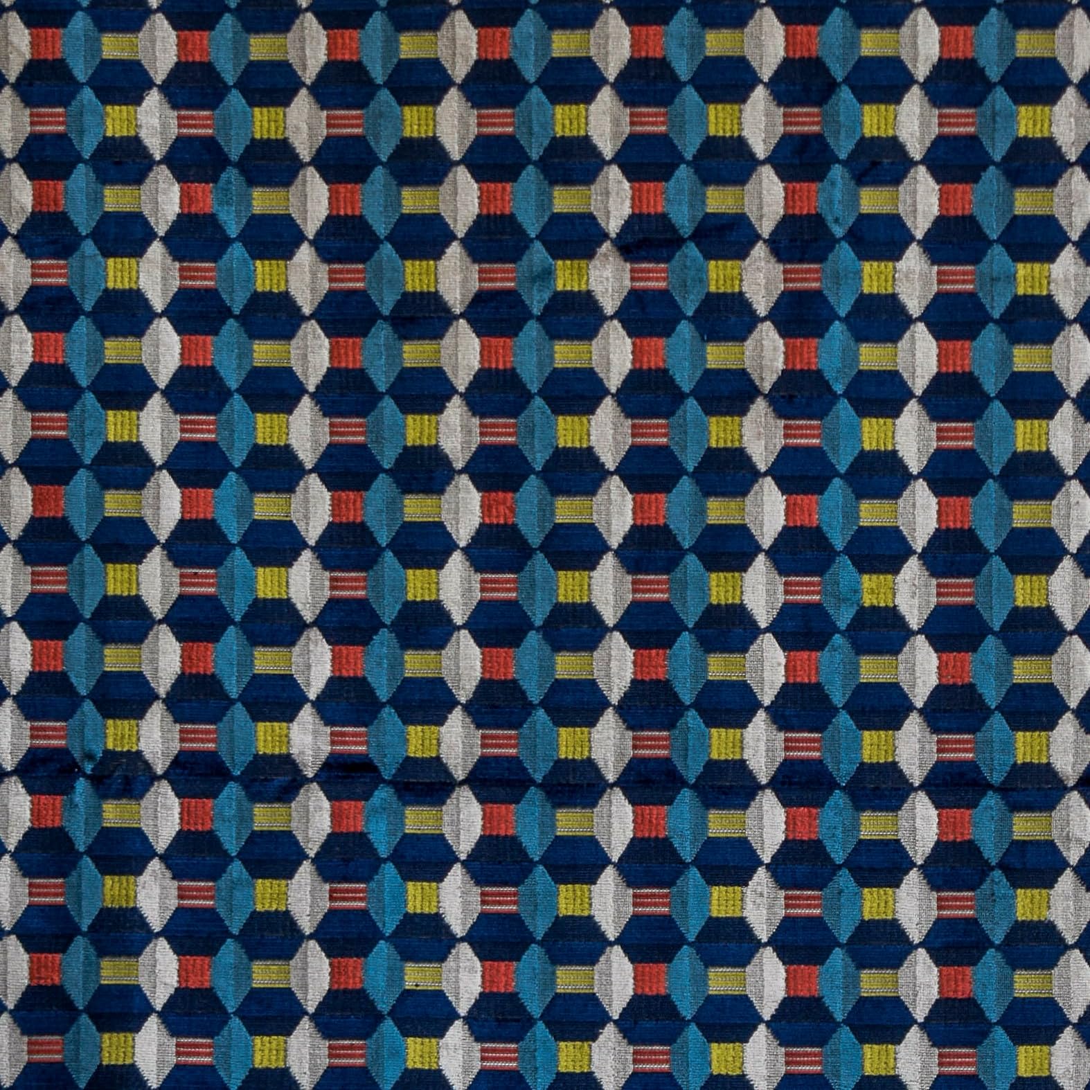 Tienda de tejidos directa Azul y rojo Terciopelo Jacquard Tela Por metro, 10 metros continuos 140 centímetros ancho Abstracto Azul Al por mayor Terciopelo Tapicería Tela para Cortinas