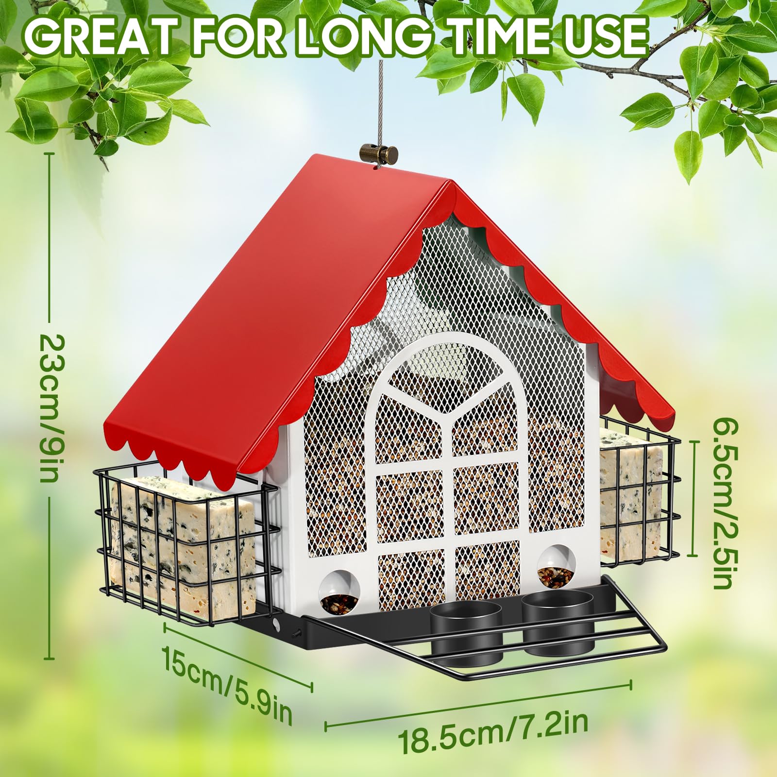 Vogelfutterhaus Mit Tränke – Großes Metall-Futterhäuschen Zum Aufhängen Für Wildvögel