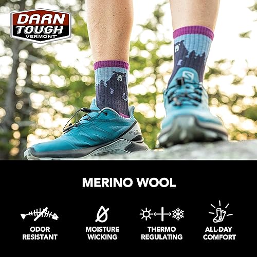 Miniatura 7 de Darn Tough Bear Town Micro Crew - Calcetines ligeros con cojín para mujer (estilo 1970) -