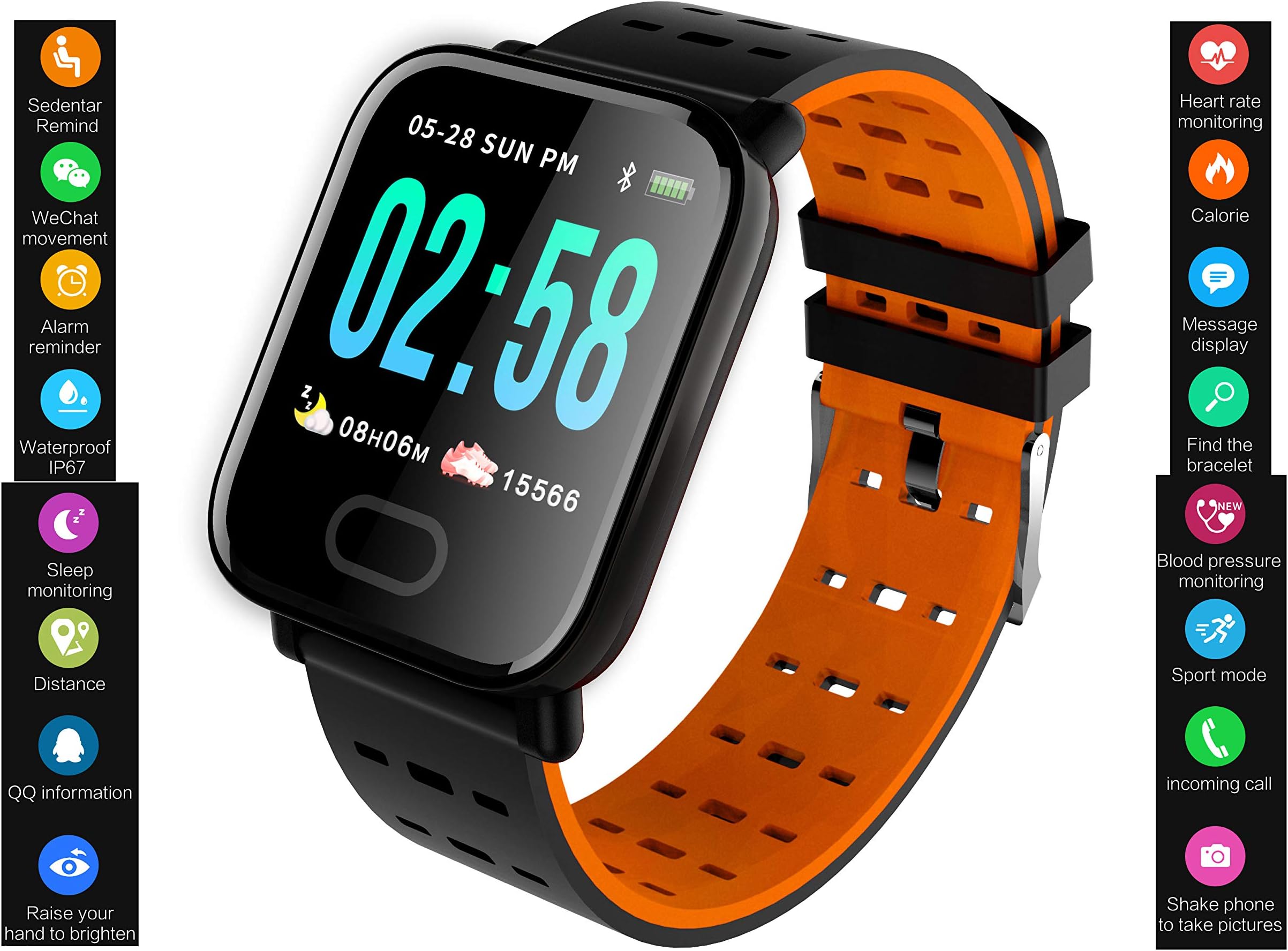 GAOO Sports Business Bluetooth Smart Watch,A6 1.3" Touch Screen Heart Rate Pressure Blood Oxygen Sleep Monitor Standby 60 Days Around