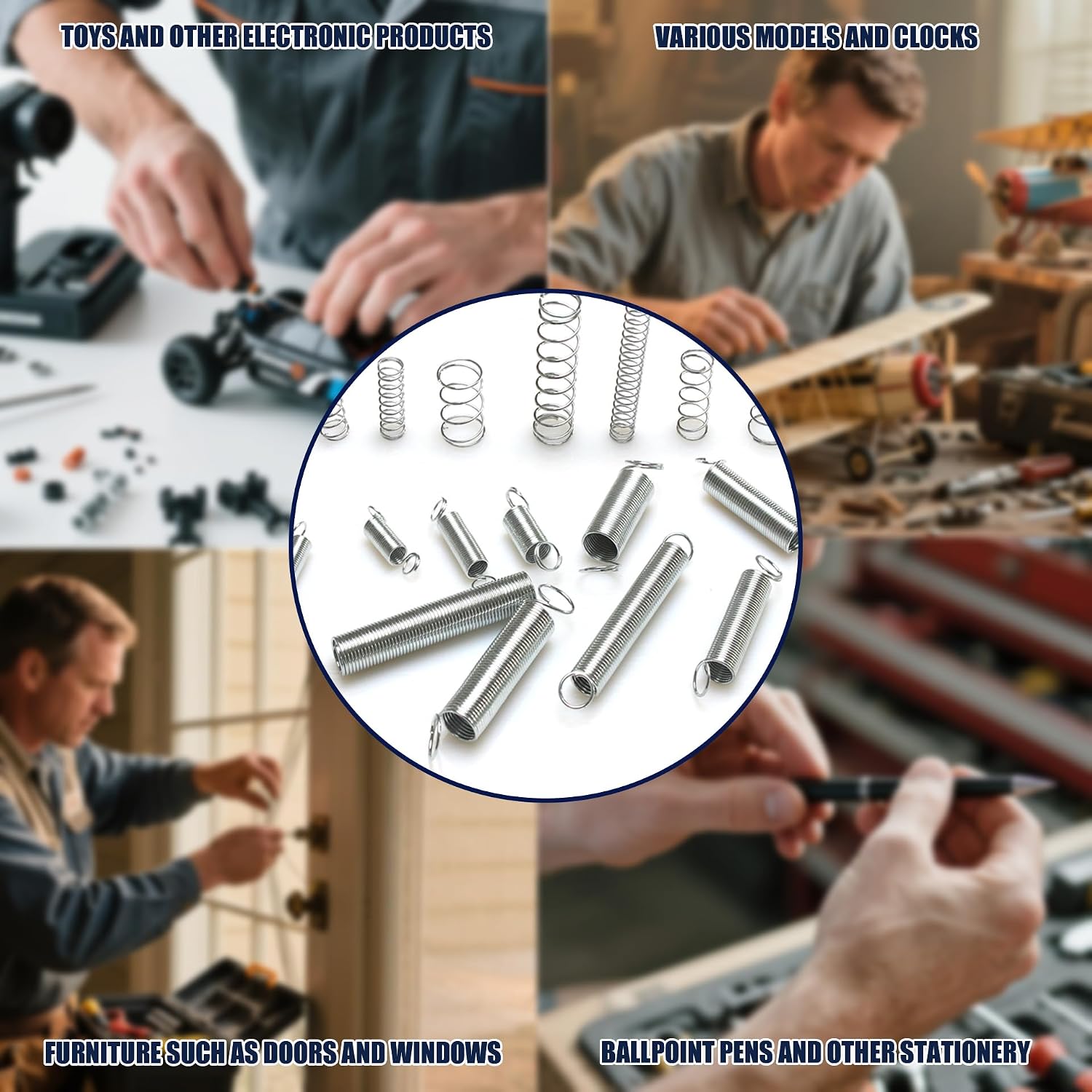 Spring Assortment Kit - 400 Pcs 20 Sizes Compression & Extension Spring Set, Zinc Plated Spring Steel for Durability - Ideal for Appliance, Toy, Automotive, Door Repair