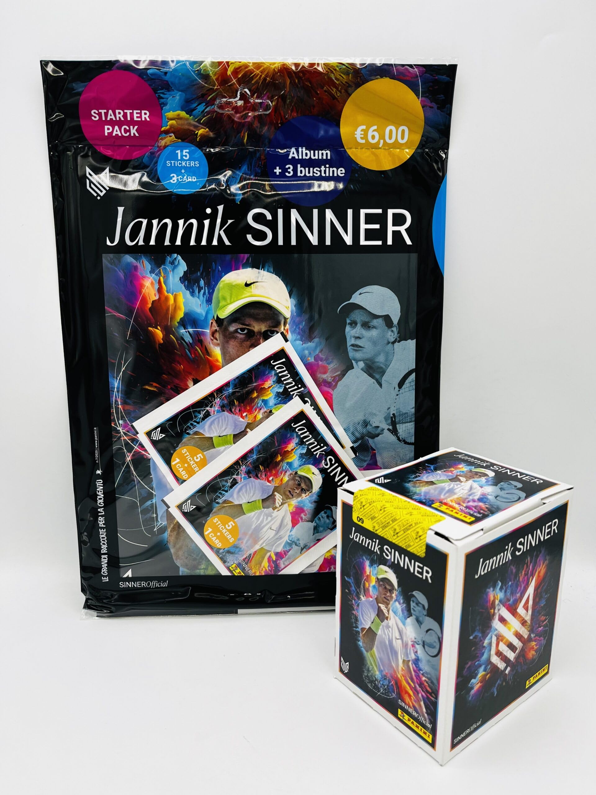 manuelkant Starter Pack + Box Box 36 Sleeves for Collecting Figurines Jannik Sinner Sticker Album Panini