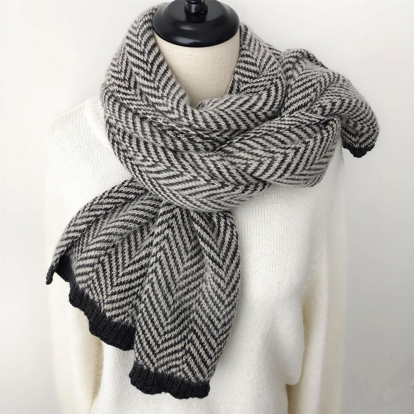 Sciarpa Sciarpa Calda Invernale in Morbido Cashmere Sintetico Sciarpa Lunga da Uomo Lavorata a Maglia a Righe con Scialle alla Moda