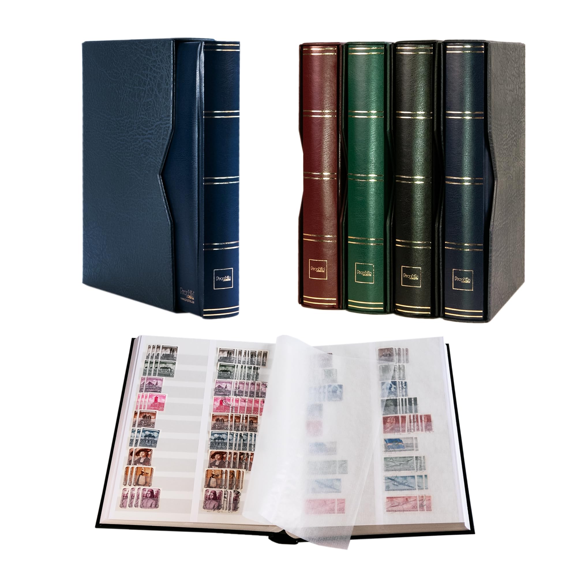 Prophila Collection Blue Prophila Stockbook 60 White Divided Sides Padded With Slipcase