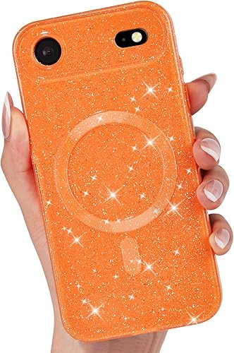 Miniatura 66 de Funda para iPhone 15 Pro con purpurina compatible con Magsafe, funda magnética Mag Safe para teléfono femenina, linda, brillante y bonita para Rosa