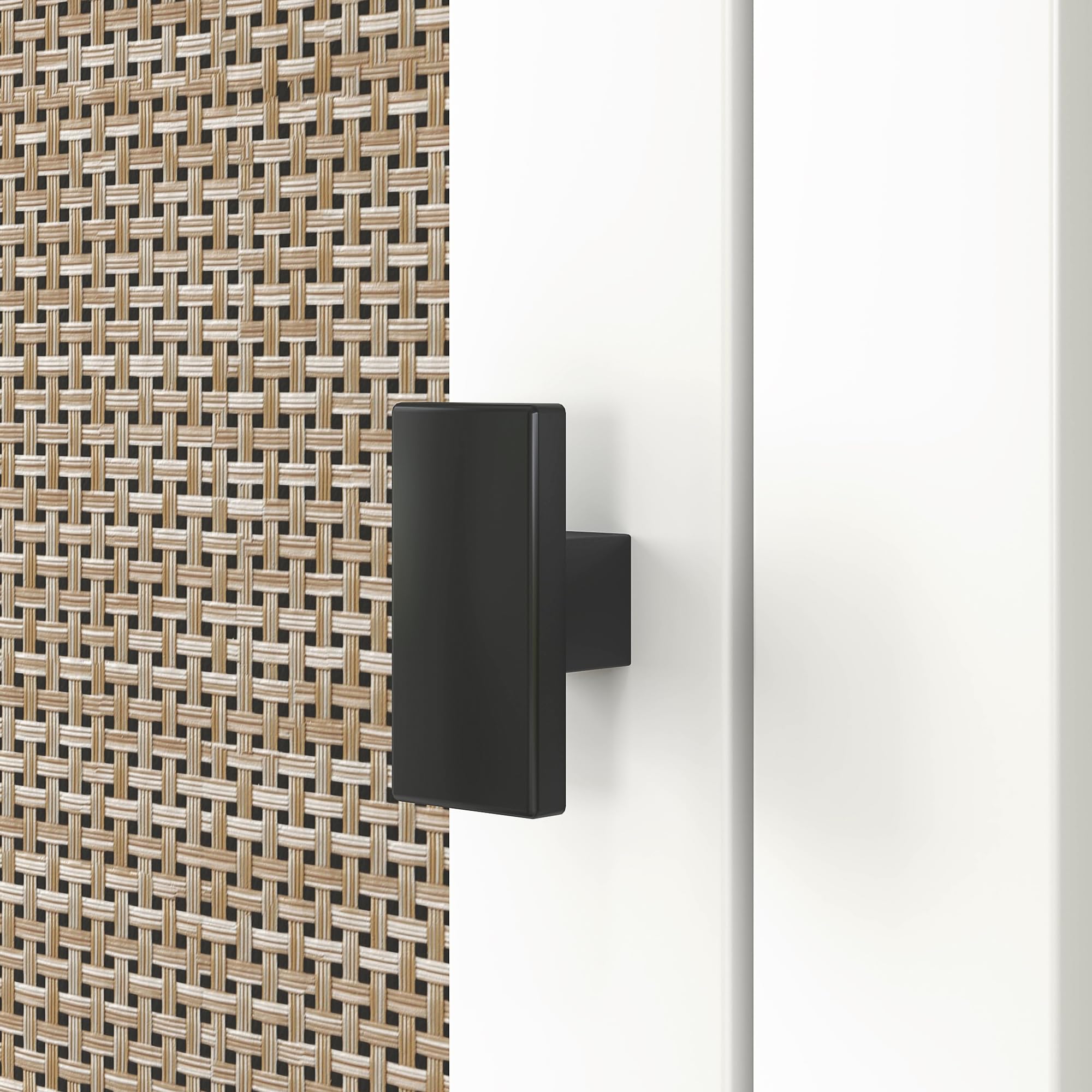 HOMCOM Columna de Baño 2 Puertas y 2 Compartimentos 40x30x167,5 cm Blanco | Frontal de Ratán, Armario Alto de Baño Boho, Estantes Ajustables