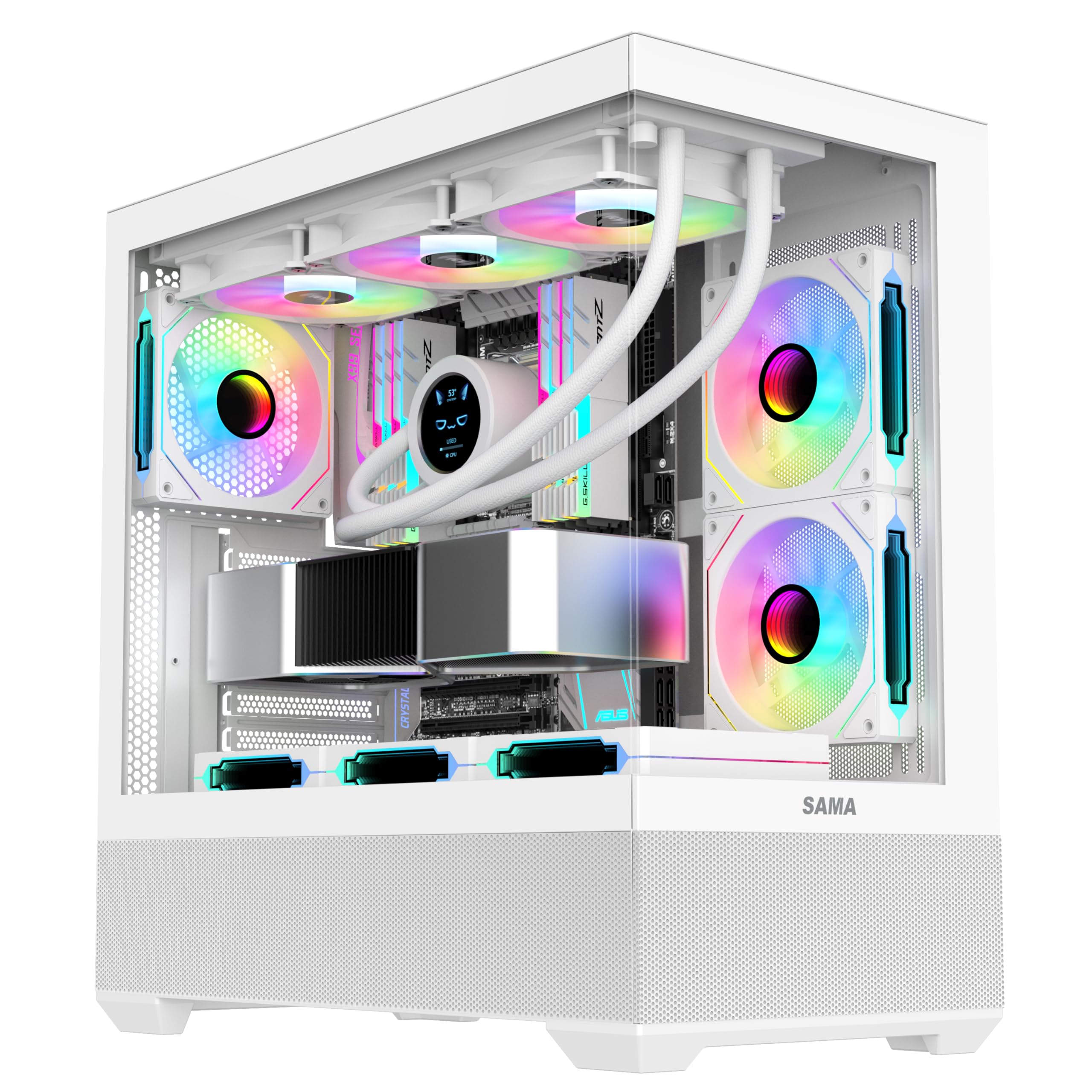 Amazon.co.jp: SAMA PC CASE ATX 3 x 120mm ARGBファン (MB側2個、背面