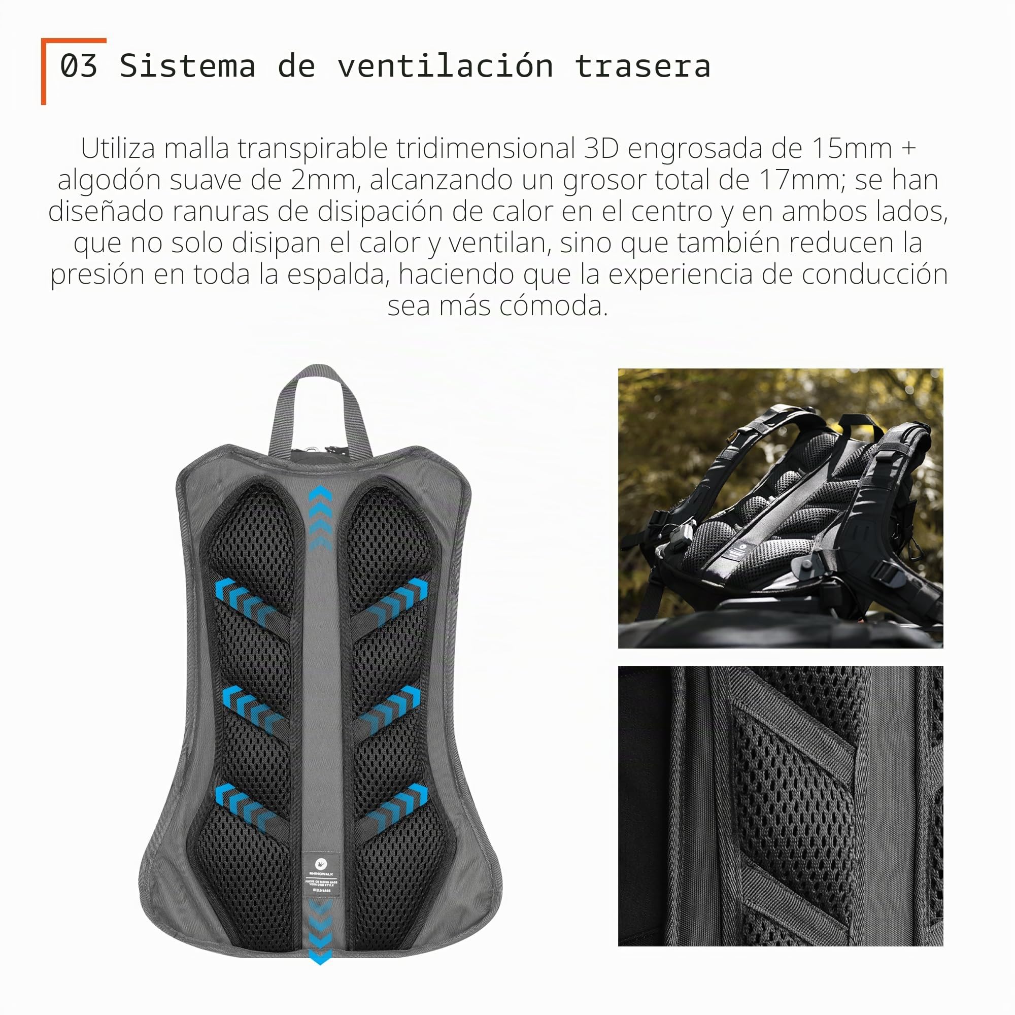 Rhinowalk Mochila para moto con soporte para casco, protección contra la lluvia, con bolsa de hidratación, orificio para moto, mochila para bicicleta, mochila deportiva, mochila para portátil para