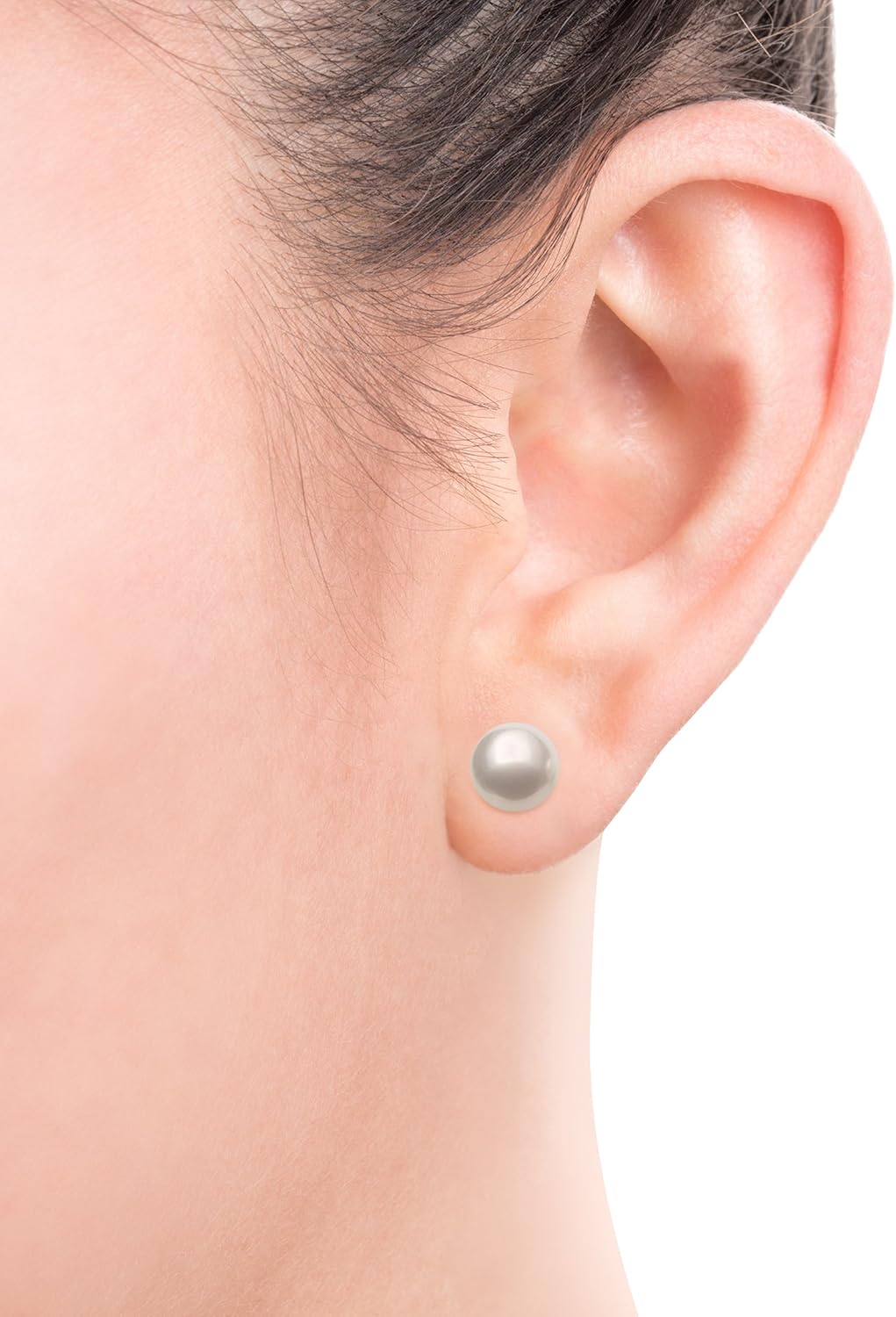 Belacqua AAA Quality Cultured Freshwater Button Pearl Stud Earriings in 14K White Gold, Pink,Black or White Color, Size - 5.5-10.5mm, Push Back - Clasp, Real Pearl Jewelry for Women, Gift Box Included
