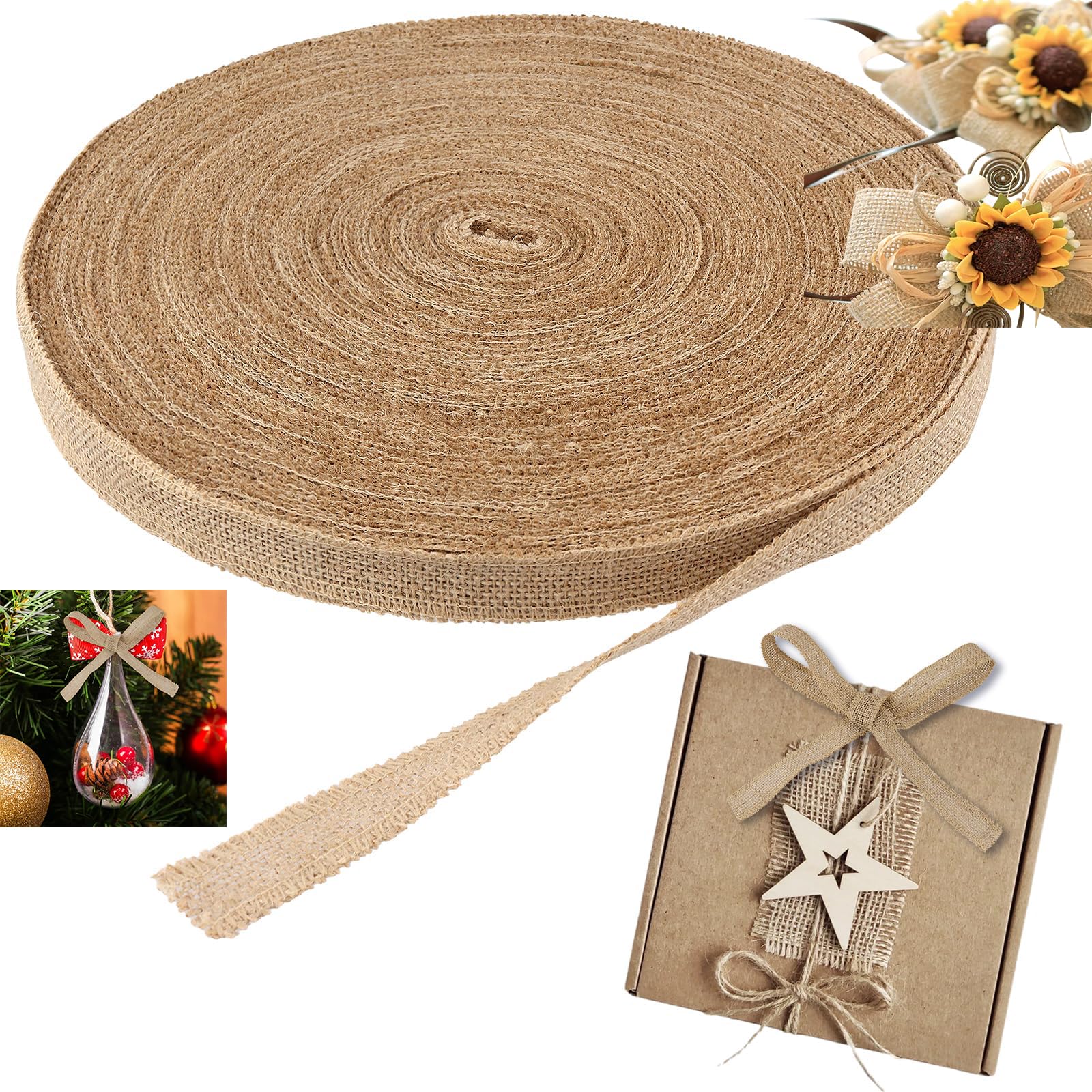 Ruban en toile de jute naturelle pour travaux manuels, fabrication de couronnes et cadeaux