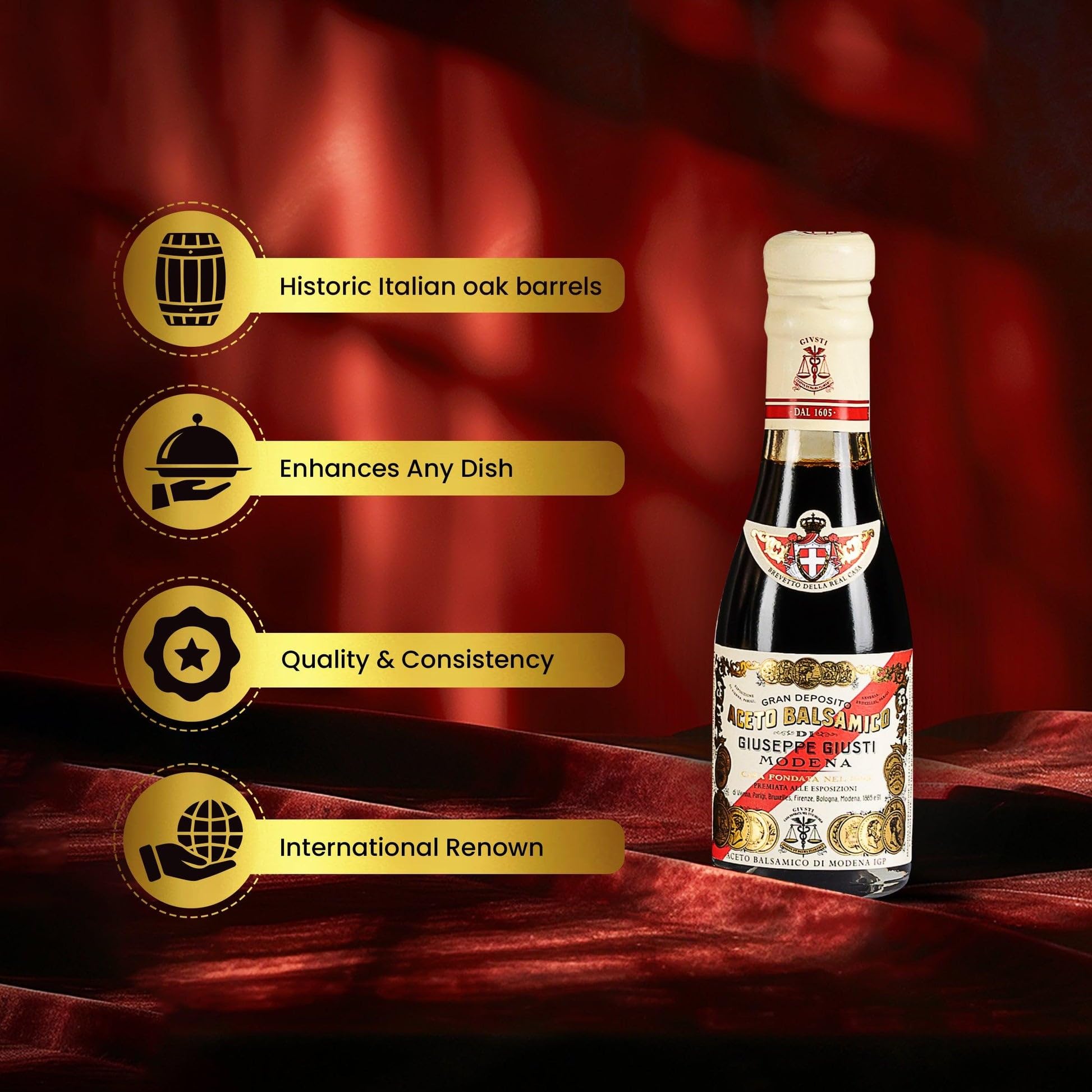 Giuseppe Giusti 5 Gold Medal Champagnottina Balsamic Vinegar 100ml, Rich Aged Flavor 1