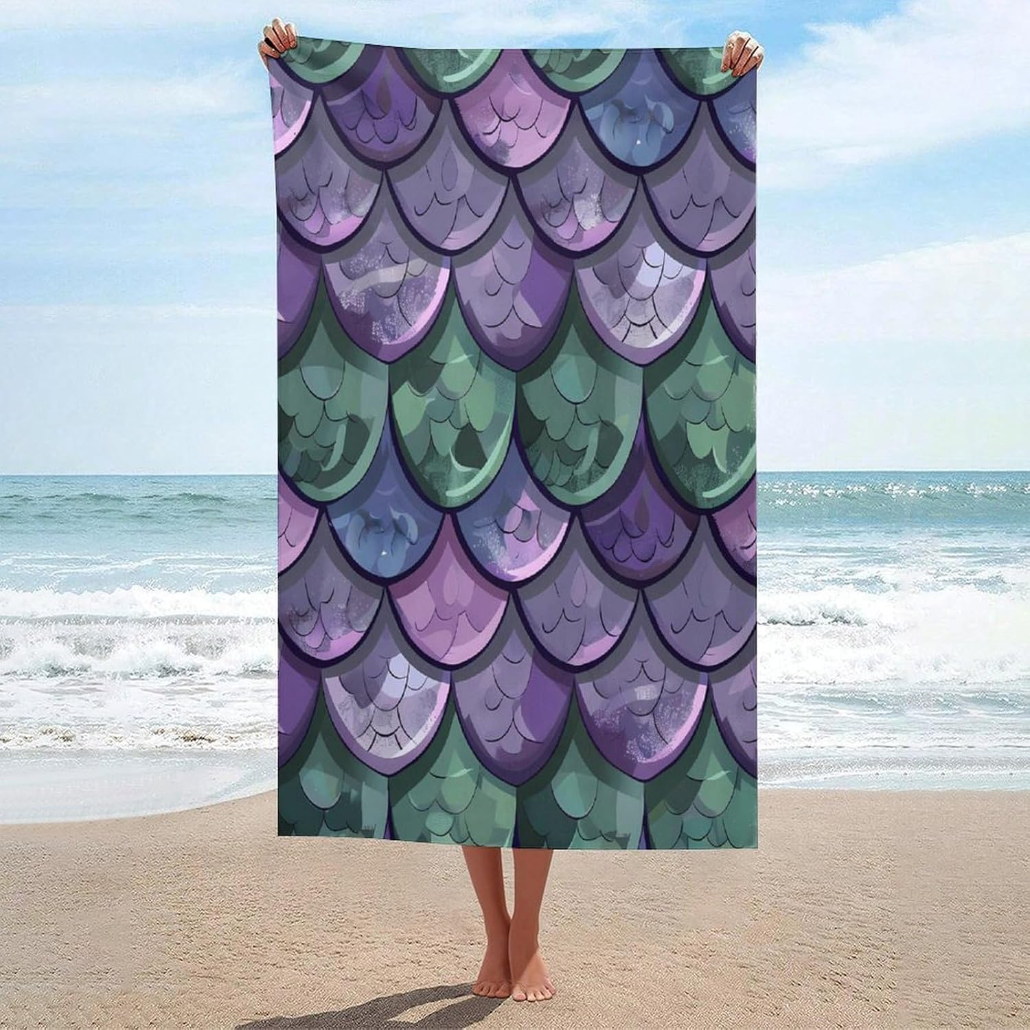 Dragon Scales Texture Bath Towel Beach Towels Quick Dry Oversized Bath Blanket Highly Absorbent Towel for Women Men 160x80cm