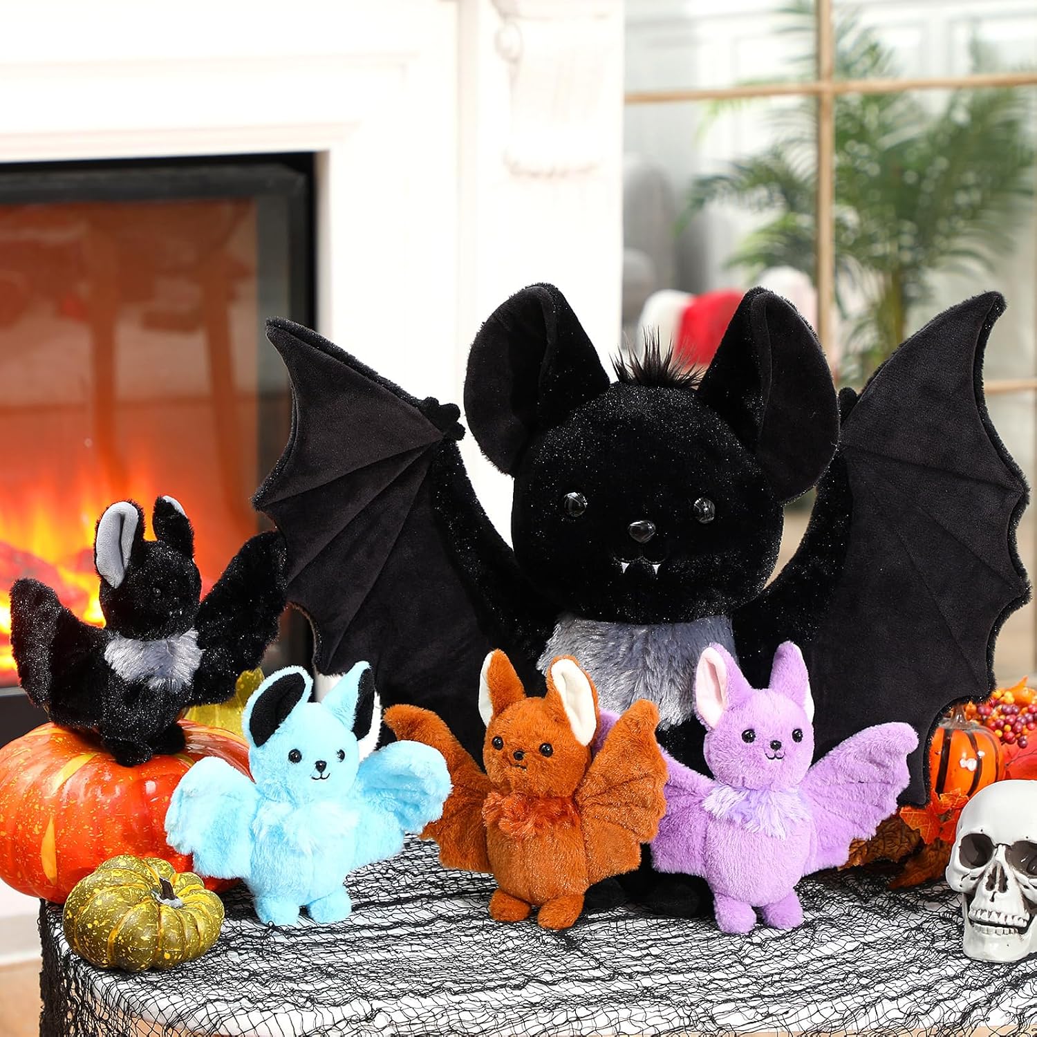 HyDren 5 Pcs Goth Stuffed Bat Plush Toy Include Plush Bat 15.75 Inch Large Stuffed Animals Mother and 4 Pcs 5.9 Inch Small Babies Soft Animals for Halloween Easter Birthday Party Decoration Gift