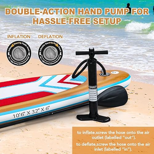 Miniatura 4 de Tabla inflable de remo de pie de 10 pies 6 pulgadas x 32 x 6 pulgadas con accesorios de SUP de primera calidad, mochila, paleta ajustable, cubierta