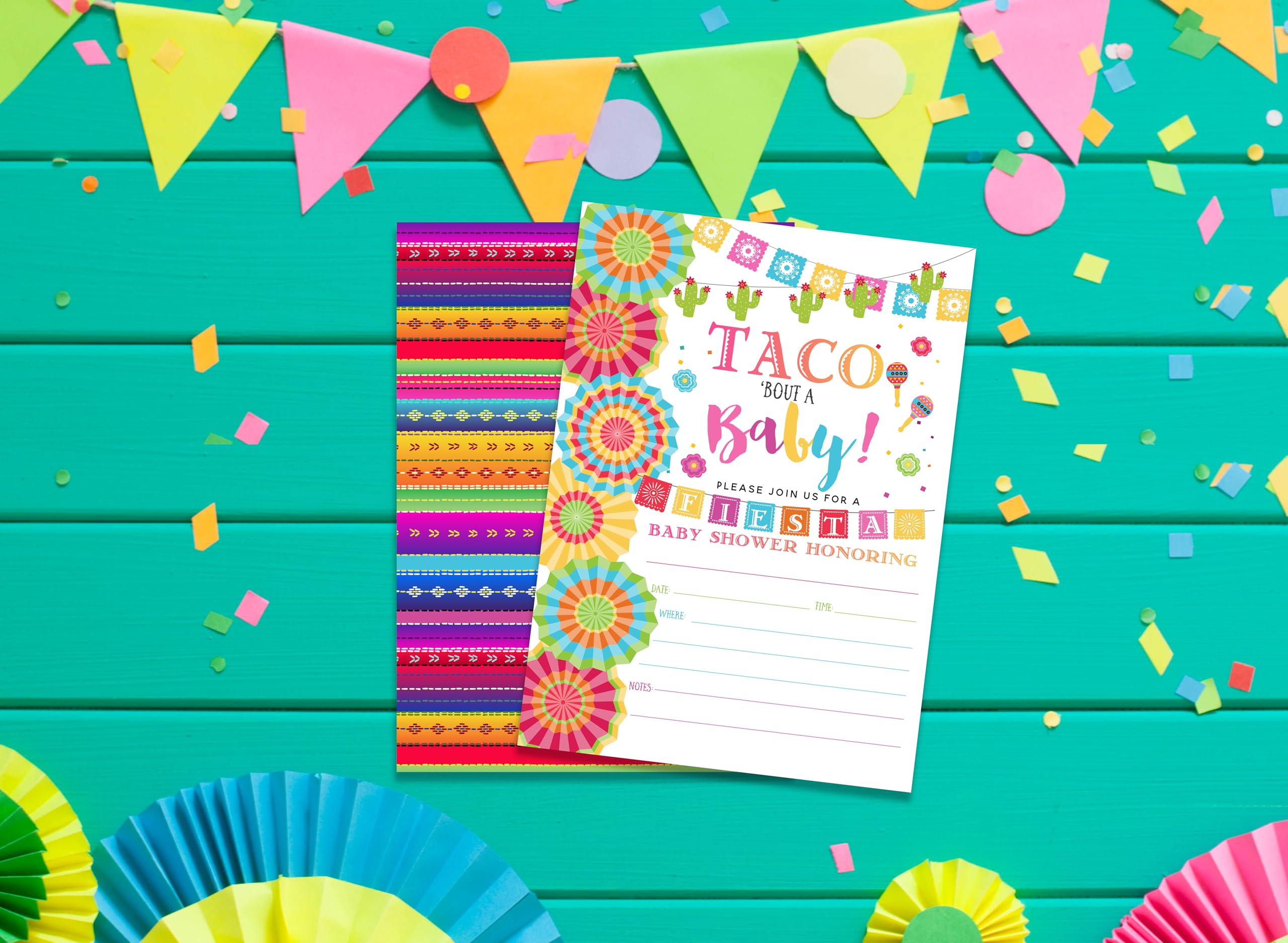 Fiesta Babyparty-Einladungskarten Mit Taco-Motiv – 20 Stück Inkl. Umschläge Für Gender Reveal Oder Sprinkle Party