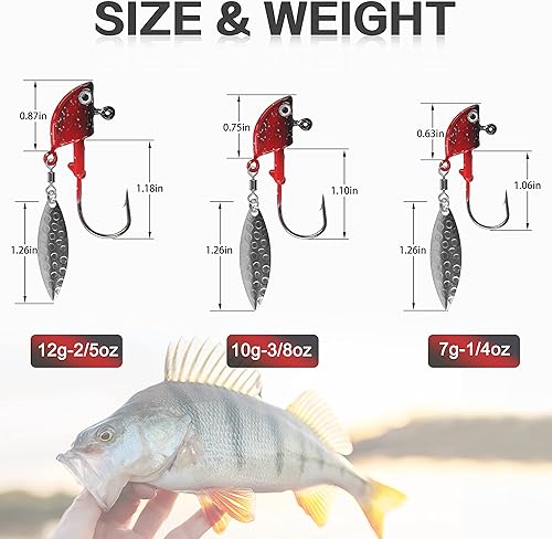 Miniatura 4 de Cabezas de plantilla de pesca Underspin Jig Head Hooks con hoja giratoria Underspin Swimbait ganchos debajo de Spinner jig Heads para lubina, trucha