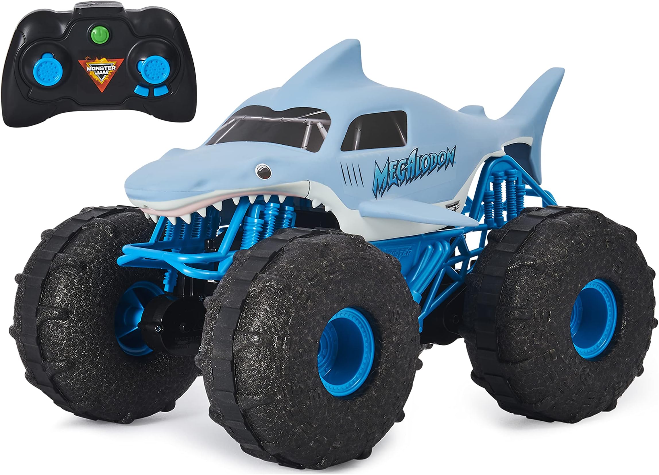 Monster Jam Official Megalodon STORM All-Terrain Remote Control Monster Truck, 1:15 Scale, Grey