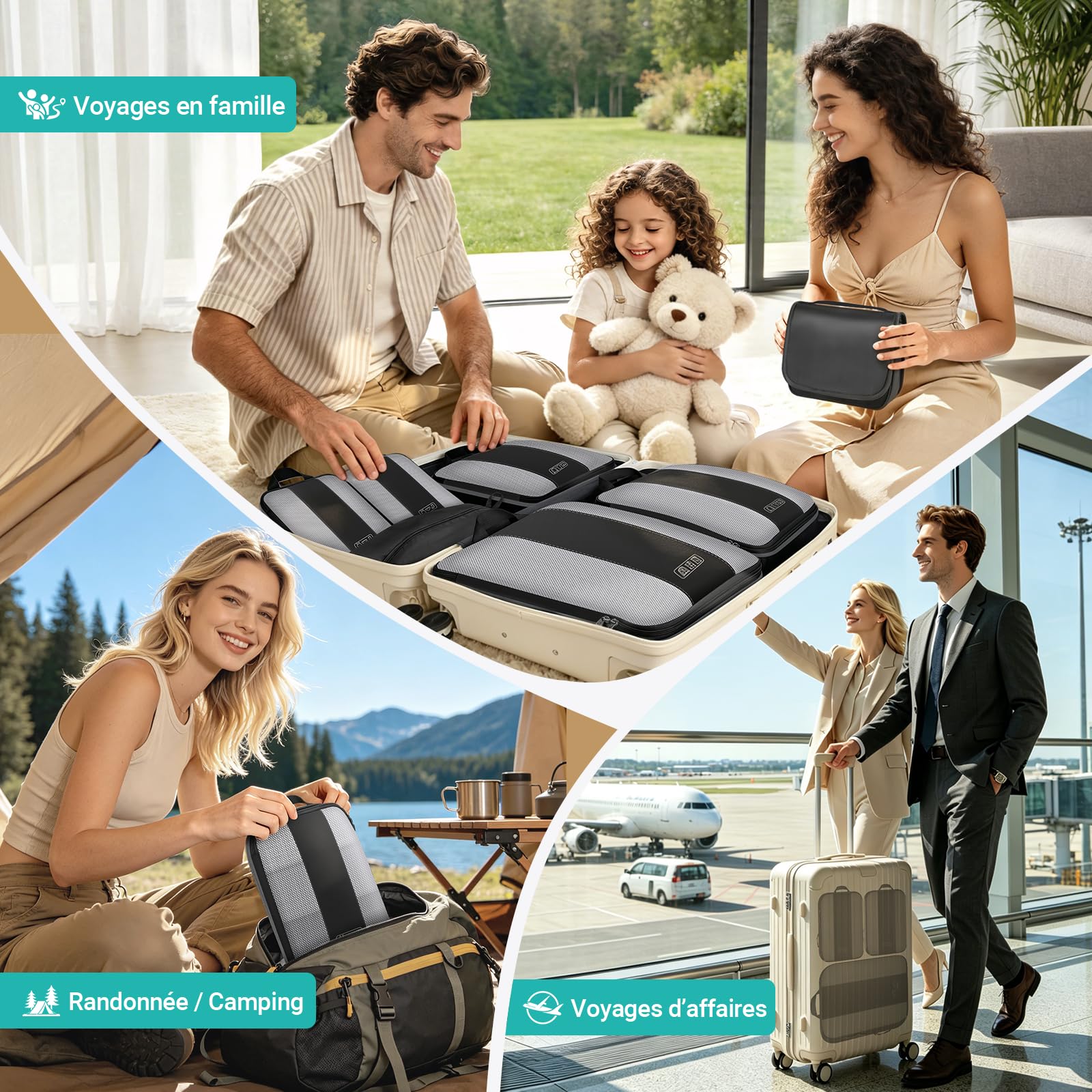Koffer Organizer mit Kompression, 8 Stück Packing Cubes für Koffer und Rucksack – wasserabweisende Packwürfel aus recyceltem RPET, Reise Organizer für Handgepäck & Reisen