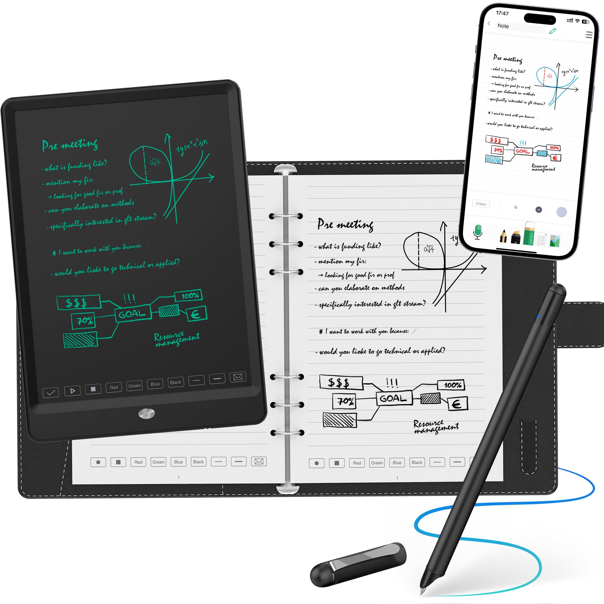 NEWYES Syncpen 3 Set, Smart Pen mit Tablet und Digitales Notizbuch &6 Refills, Echtzeit-Synchronisation& Smart Texterkennung für Student,Lehrer, Meetings, Vorlesungen oder Kreatives Arbeiten