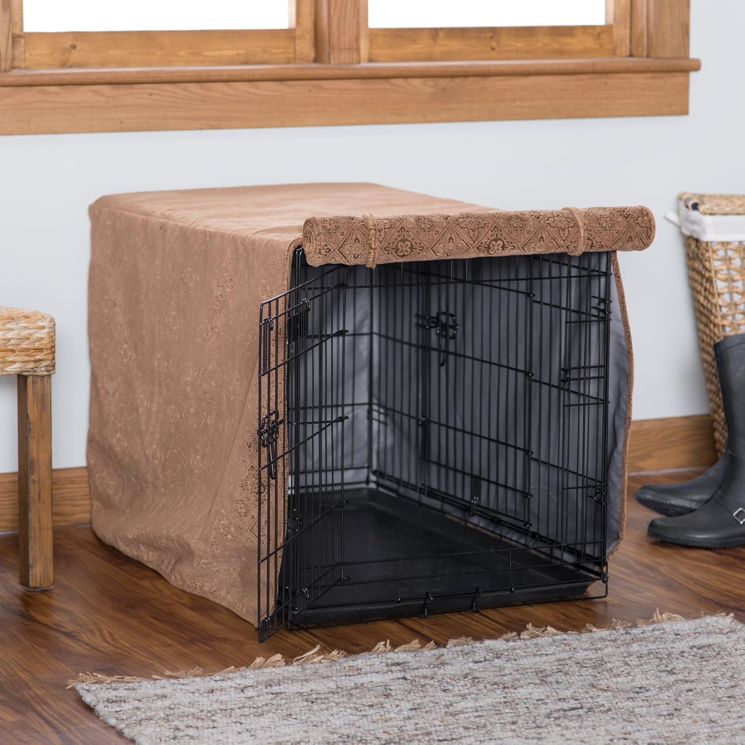 Bowsers Luxury Diam Microvelvet Dog Crate Cover Size: Medium (19" H x 30" W x 21" D), Color: Storm