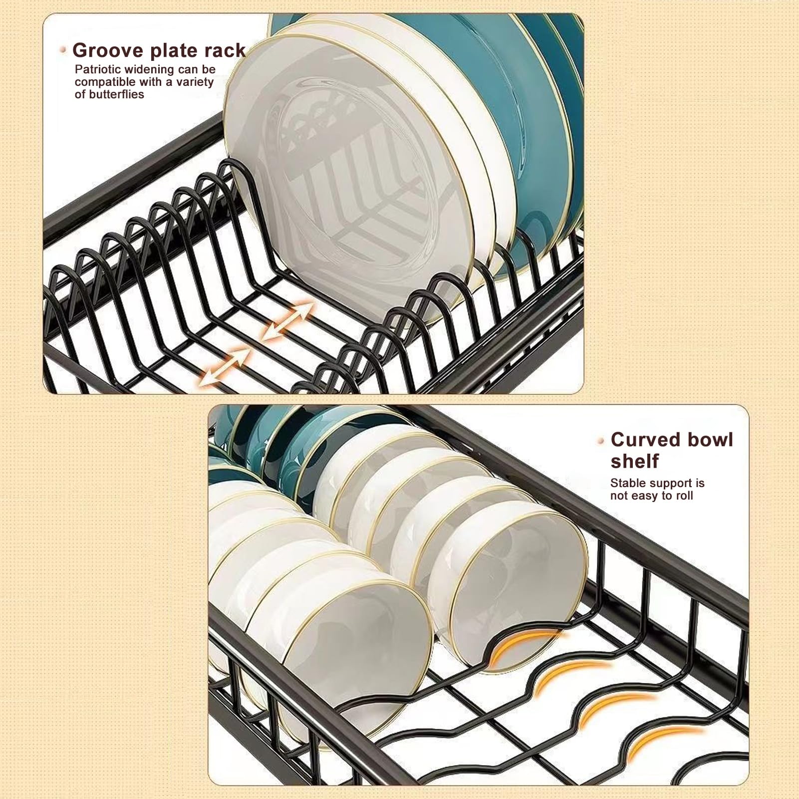 Escurridor de platos sobre el fregadero, escurridor de platos grandes, para fregaderos, estantes para fregaderos de cocina, estantes de secado para encimera de cocina, estante de 2 niveles