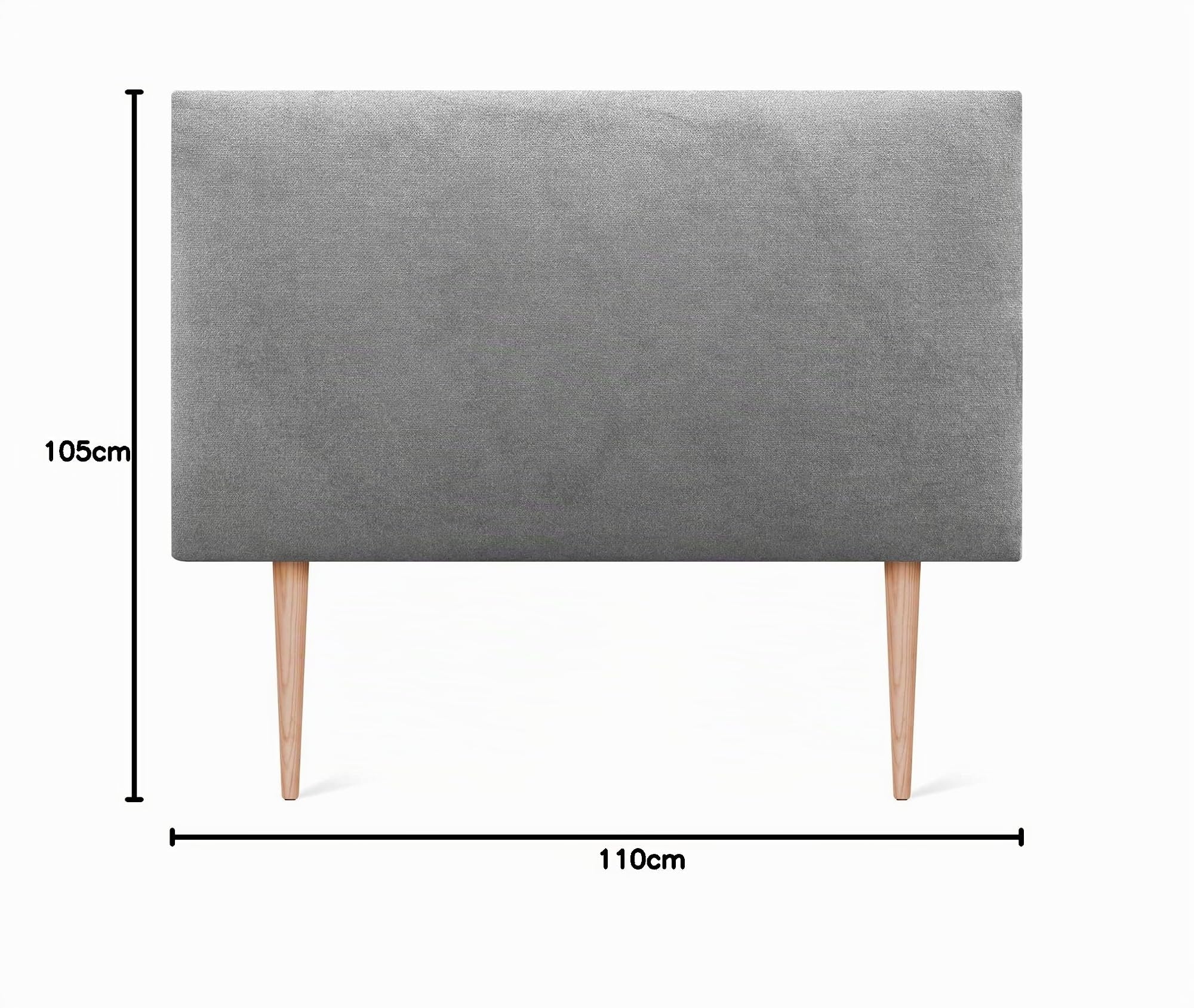 DHOME Tête de lit en Similicuir ou en Tissu AQUALINE Lisse avec Pieds, tête de lit tapissée pour lit de Luxe (110x105cm avec Pieds (Lits 80/90/105), Tissu Gris)