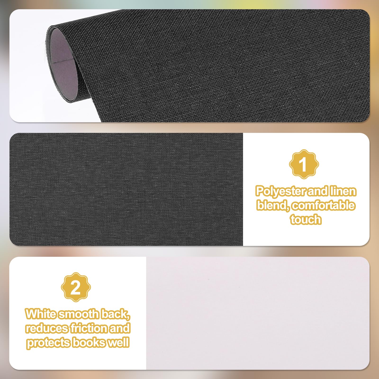 PATIKIL 40"x16" Bookbinding Cloth, 4Pcs Book Cover Repair Cloth for Book Arts Sewing DIY Craft Black/Gray/Brown/Dark Blue - Image 3