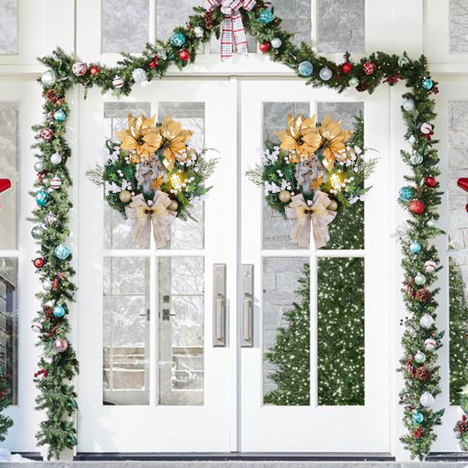 Couronne de Noël Crèche de Noël Décoration Maison